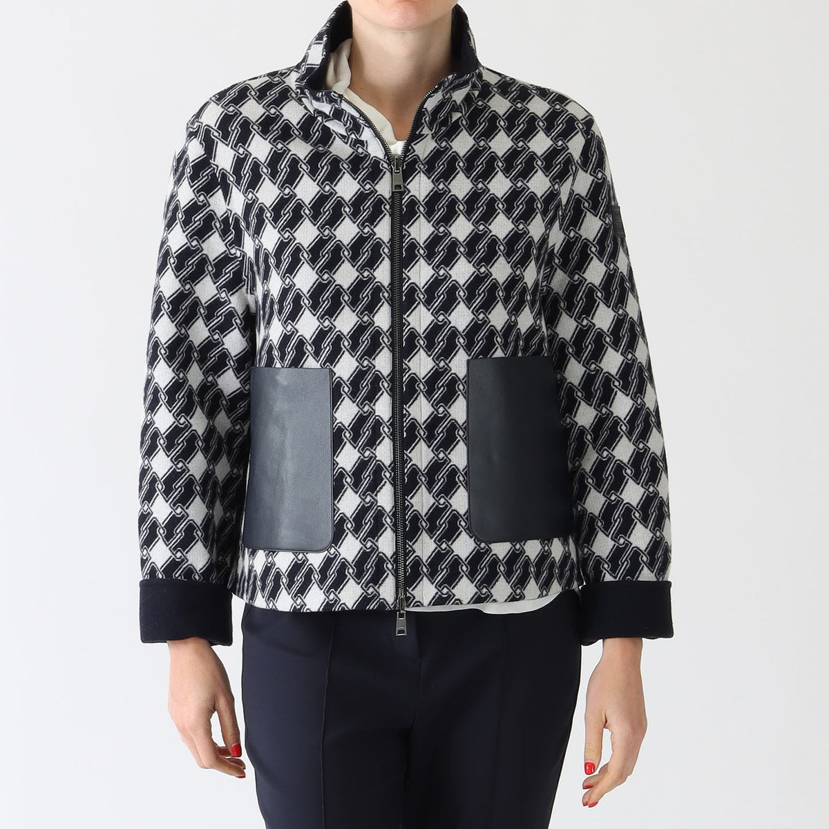 Marc Cain Sports Animal Print V Neck Jumper RS 41.46 M37 COL 633 main image 0