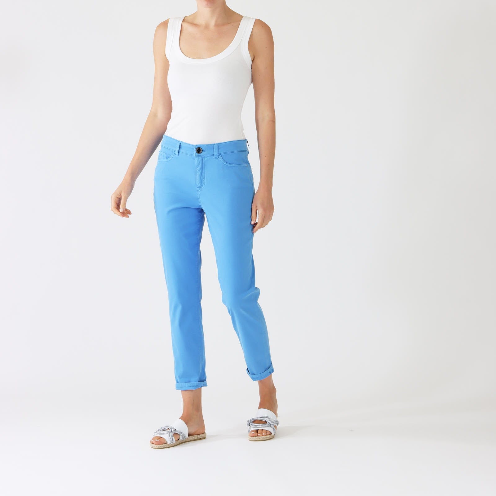 Bright Azure Raipur Cotton Turn-Up Pants