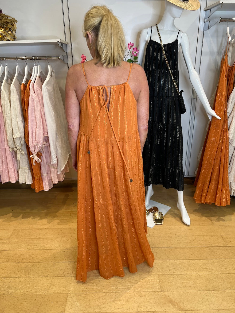 Burnt Orange Natalia Strappy Maxi Dress