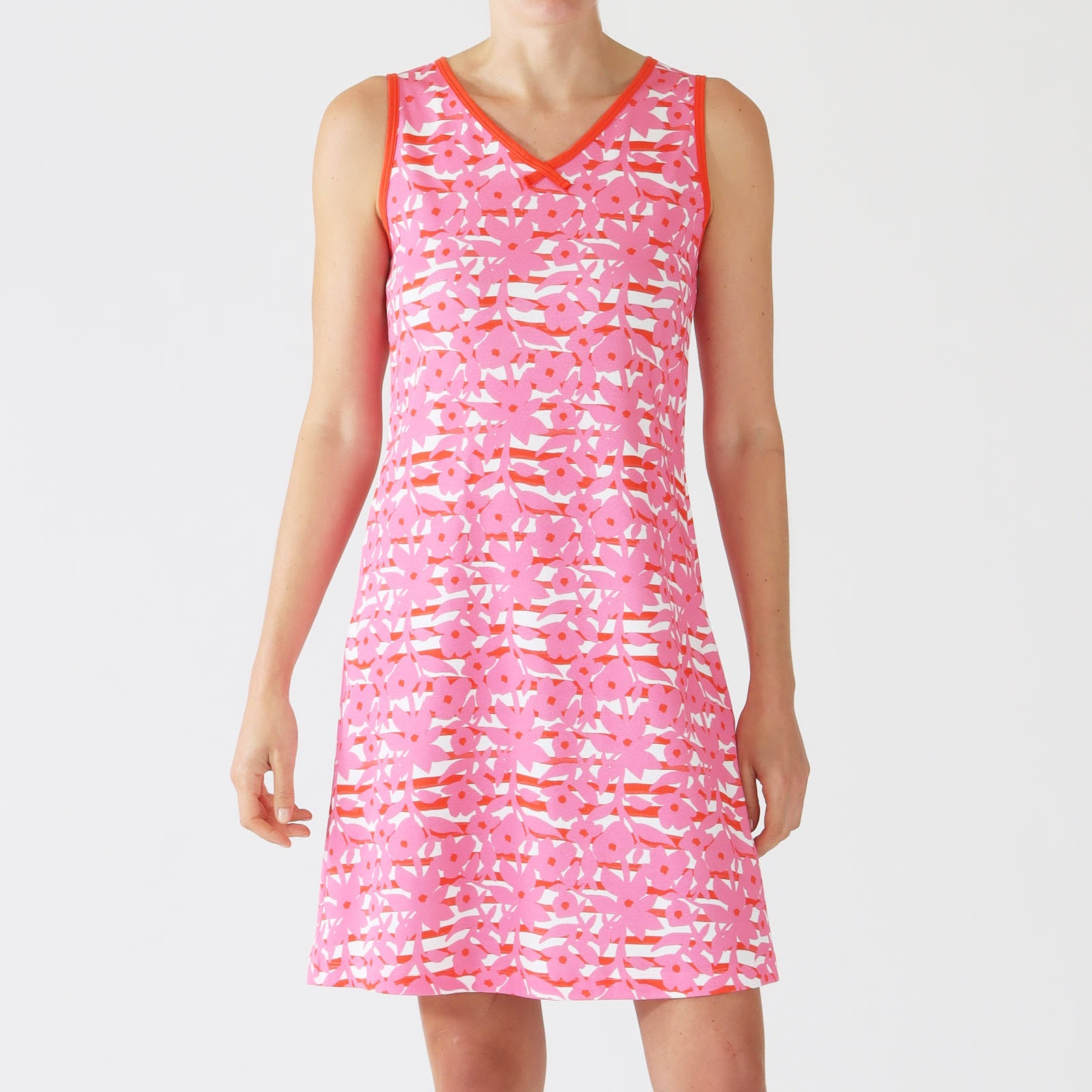 Lip Gloss Pink Print V-Neck Dress