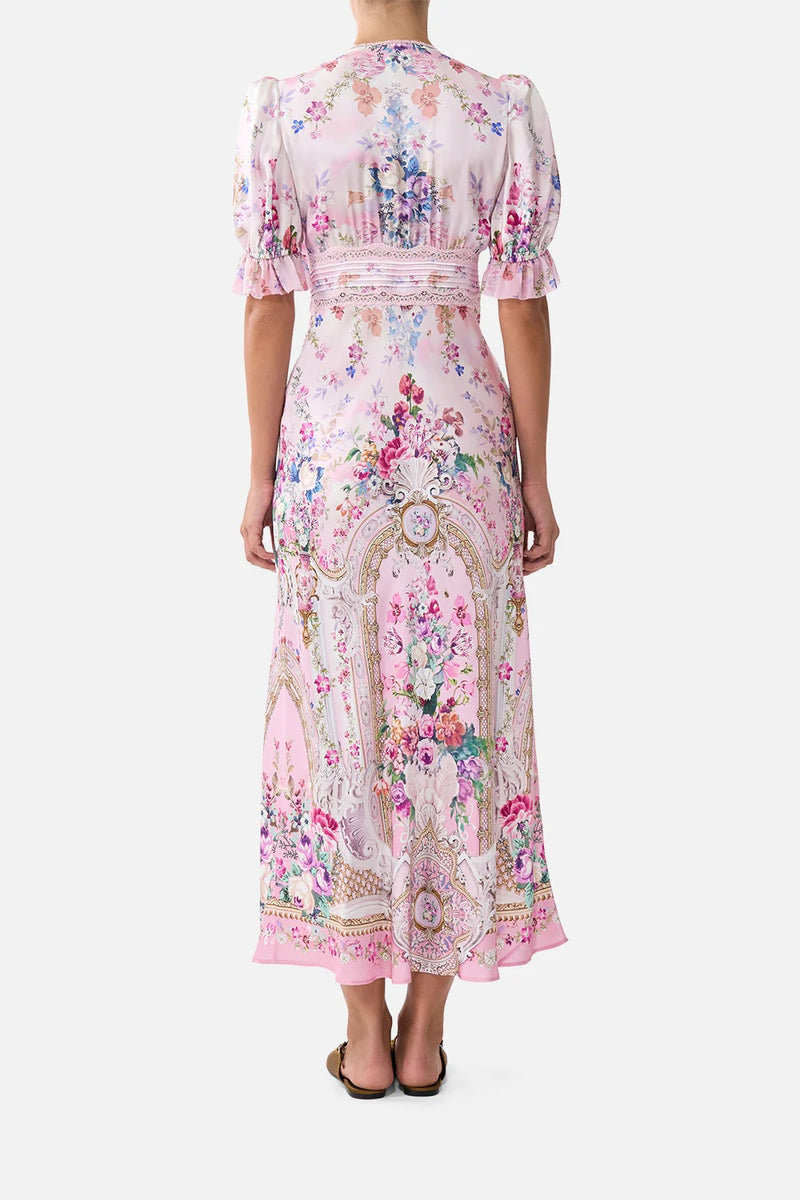 Palatial Pastels Bias Cut Maxi Dress With Lace Empire Waist – Angela