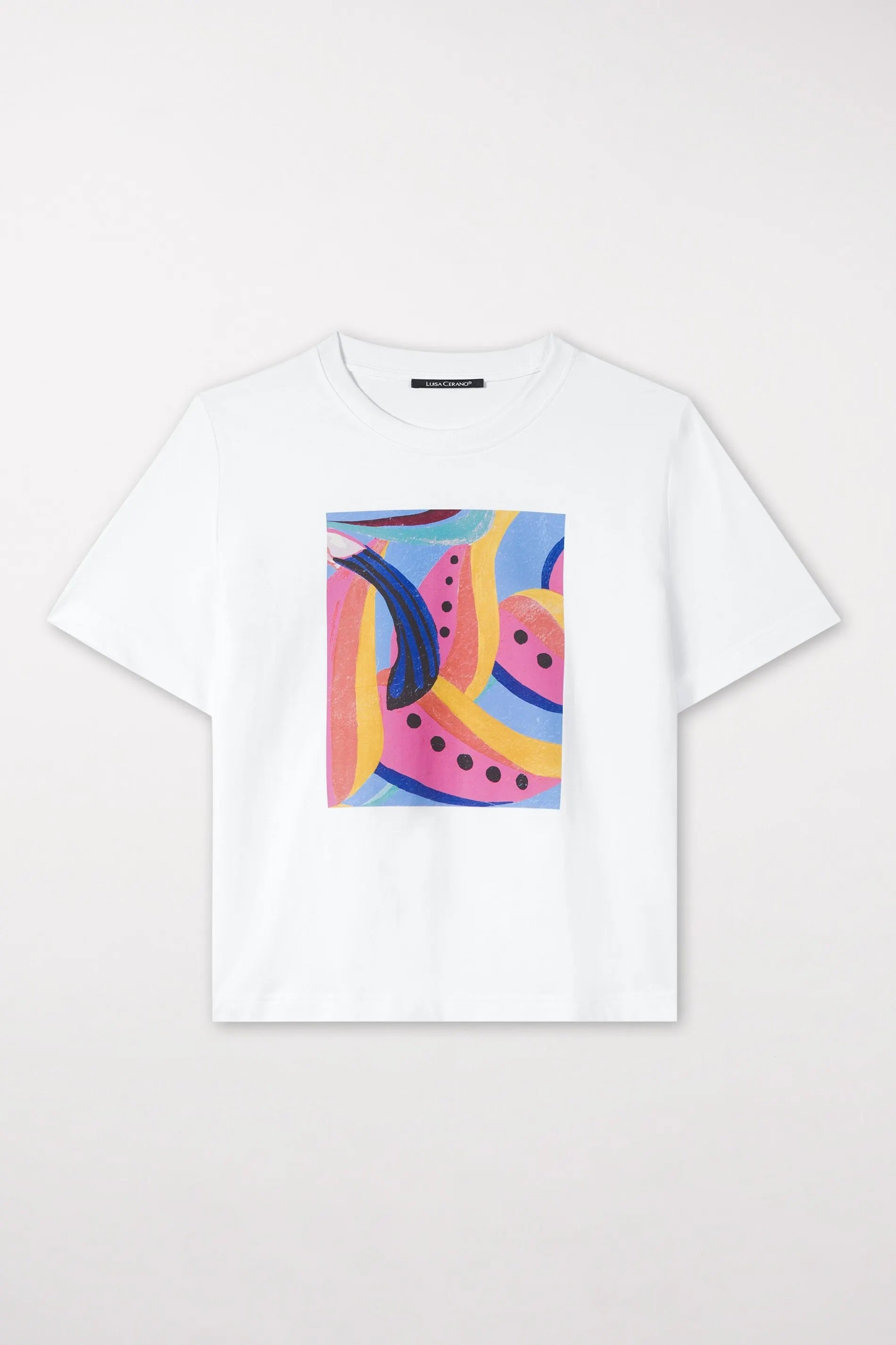 White T-Shirt With Front Caribbean Print