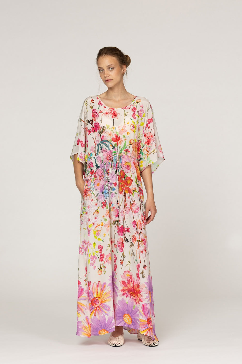 Vanilla Peony Jardin Magnifique Silk Dress