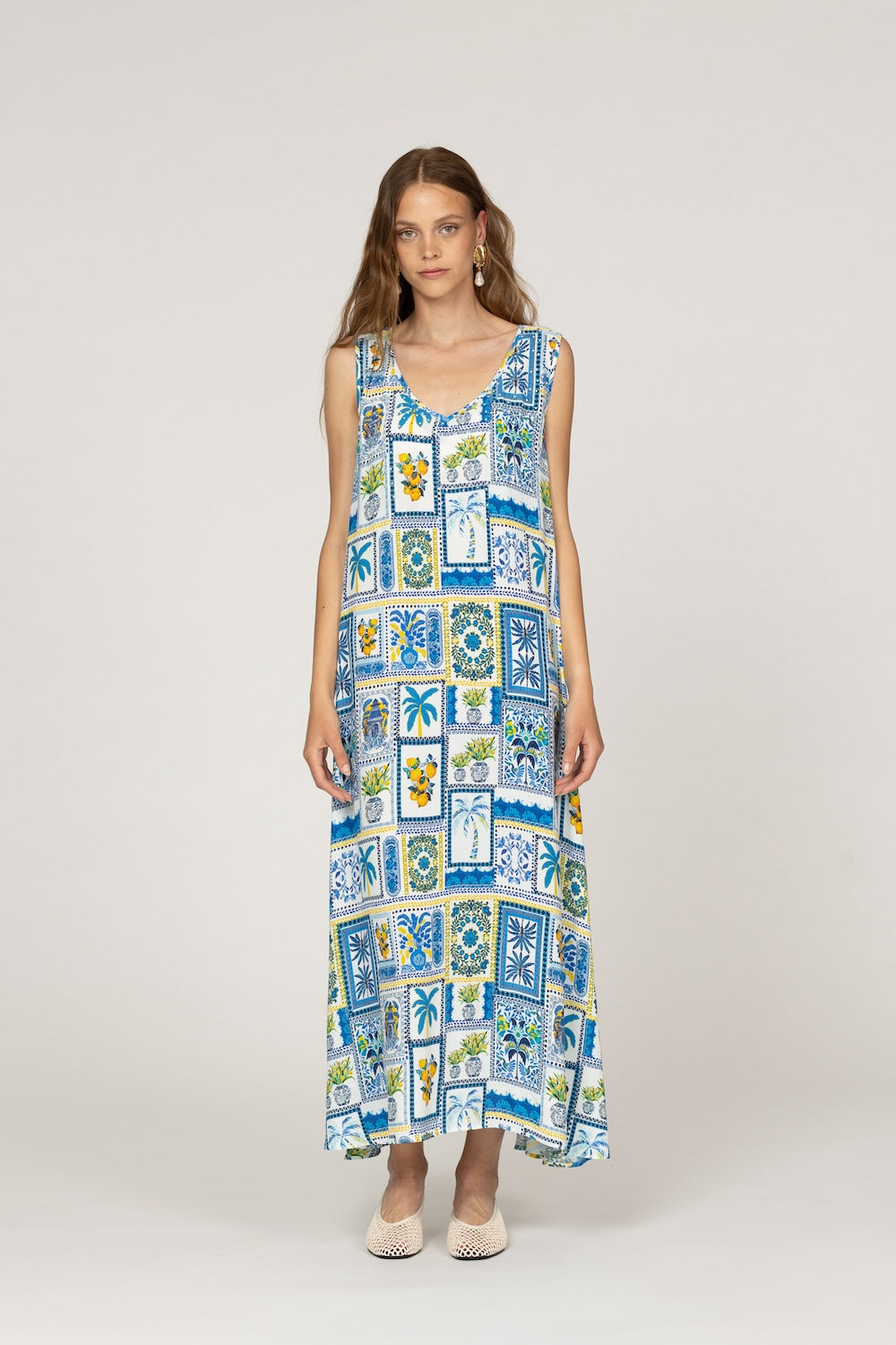 Light Blue Daphne Papier Colle Silk Dress