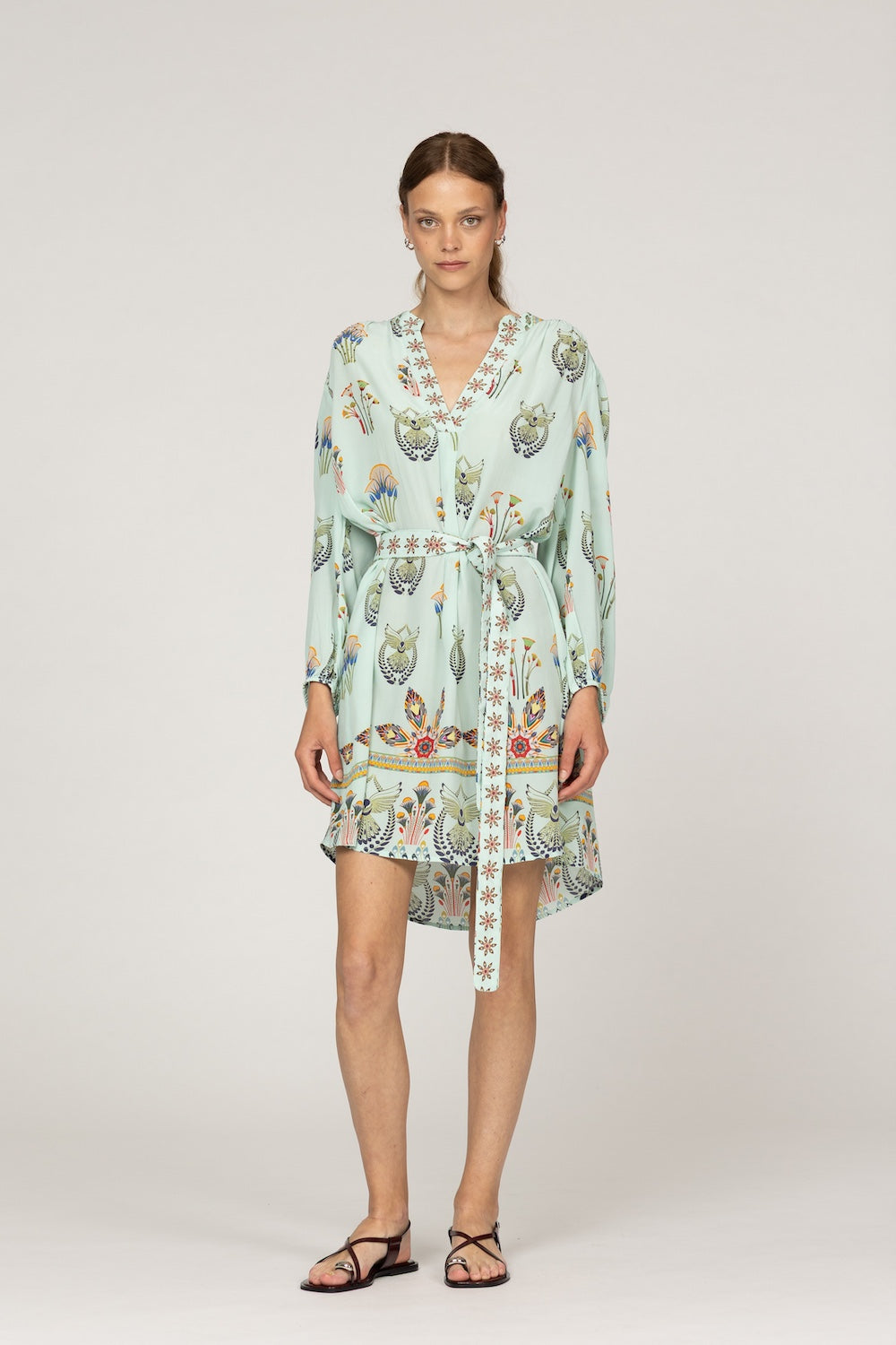 Aqua Allium Pistacia Vera Silk Dress