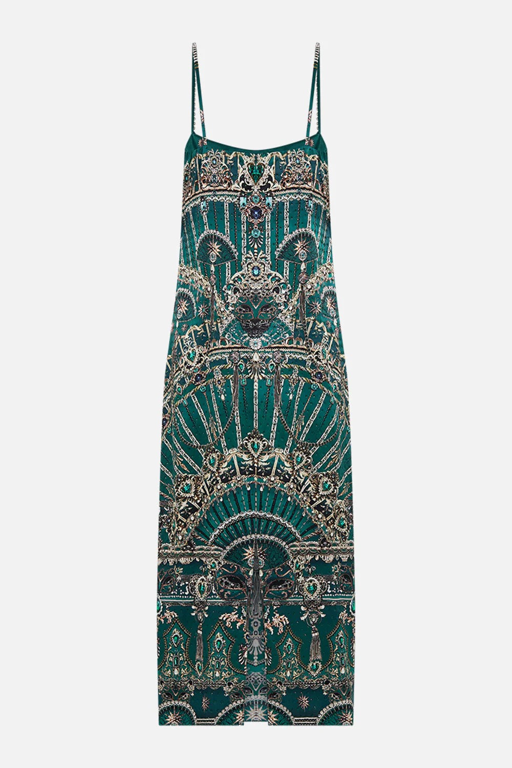A Venice Veil Square Neck Midi Slip Dress