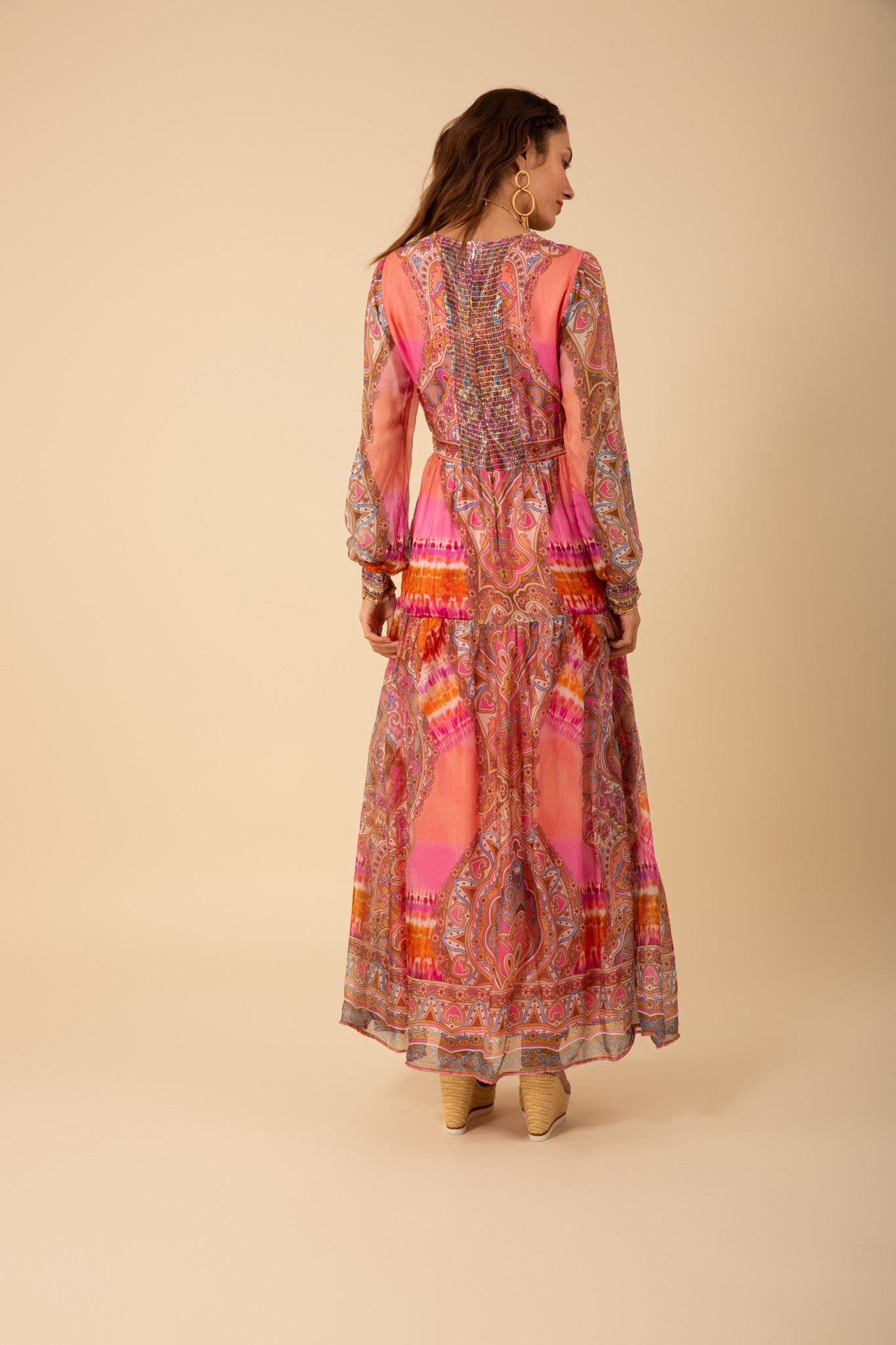 Allison Pink Printed Chiffon Maxi Dress