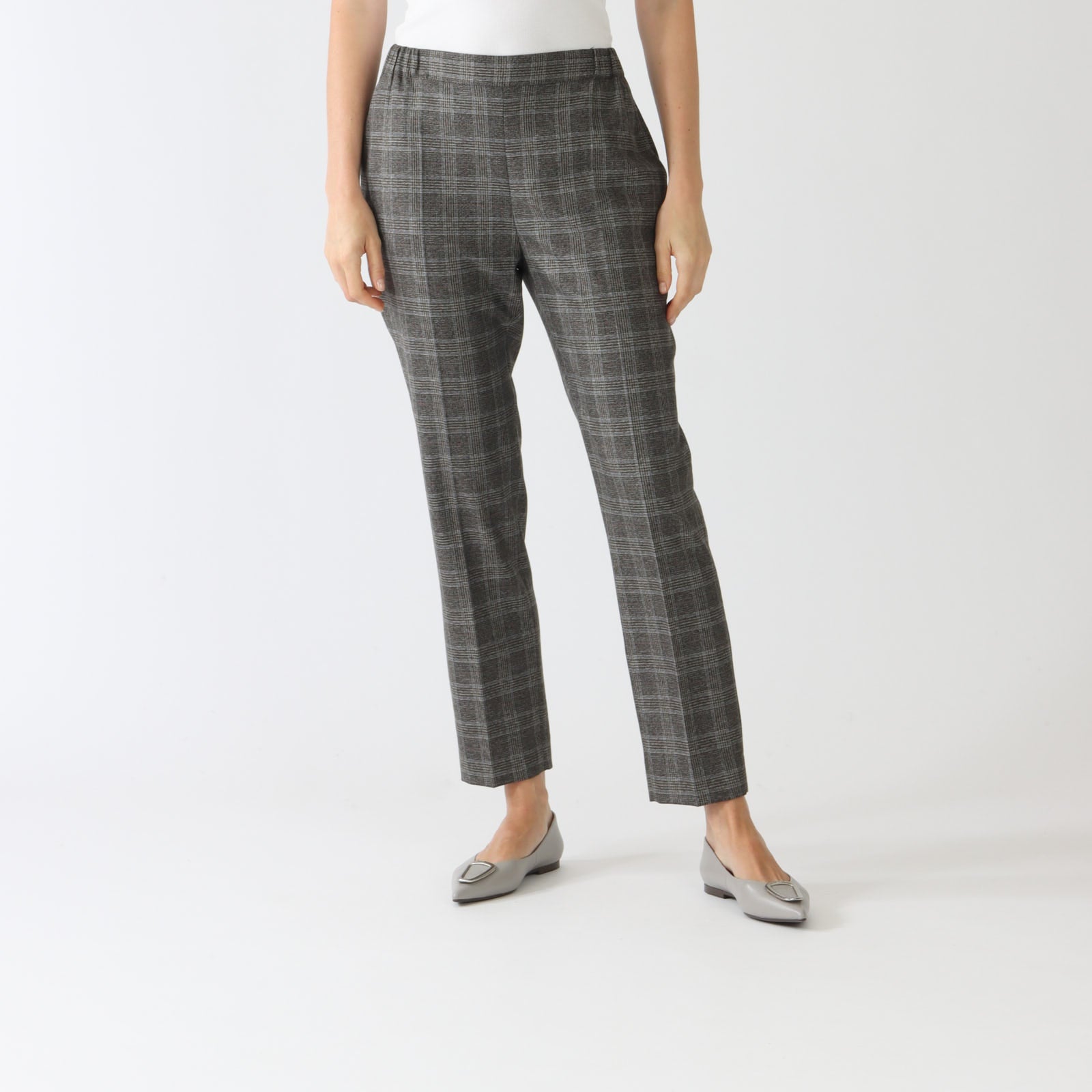 Anthracite Check Straight Leg Pants
