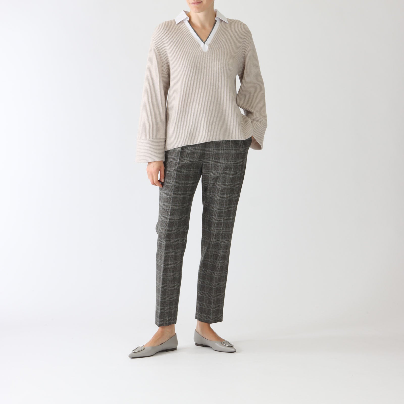 Anthracite Check Straight Leg Pants