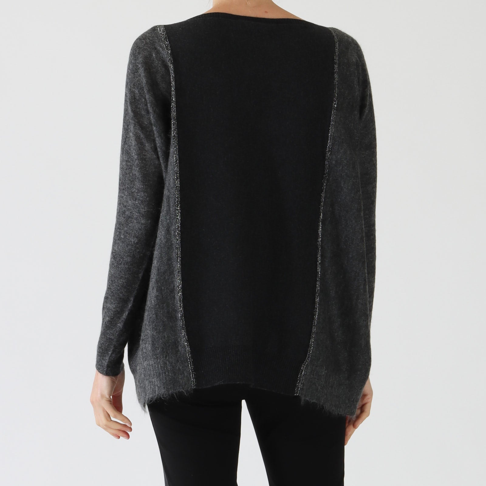 Anthracite Colourblock Cashmere Blend Sweater