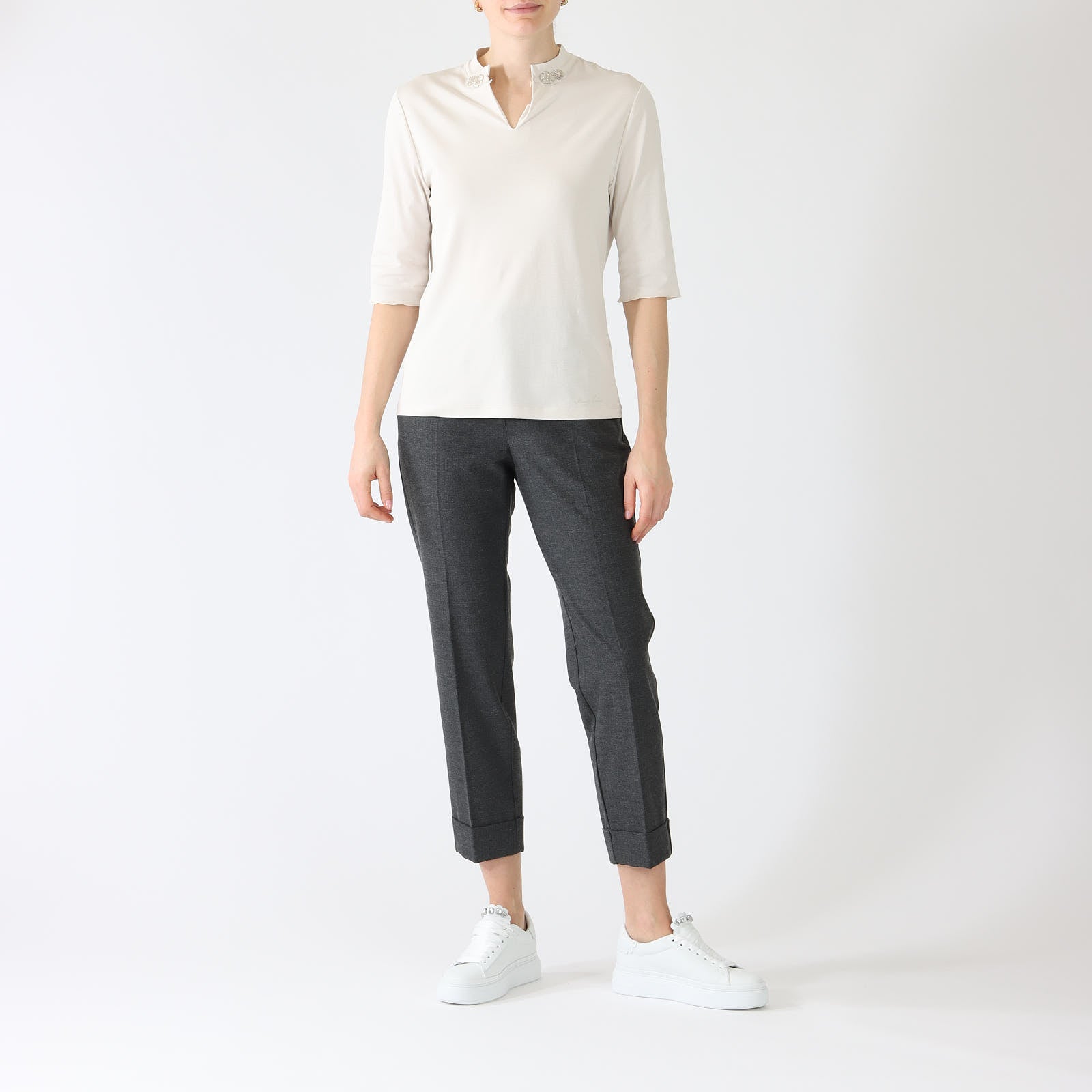 Anthrazit Franca Tailored Turn-Up Pants