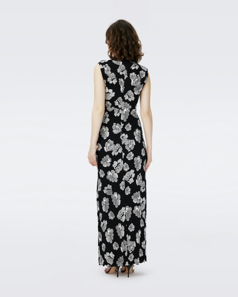 Apollo Dotted Buds Ruched Maxi Dress