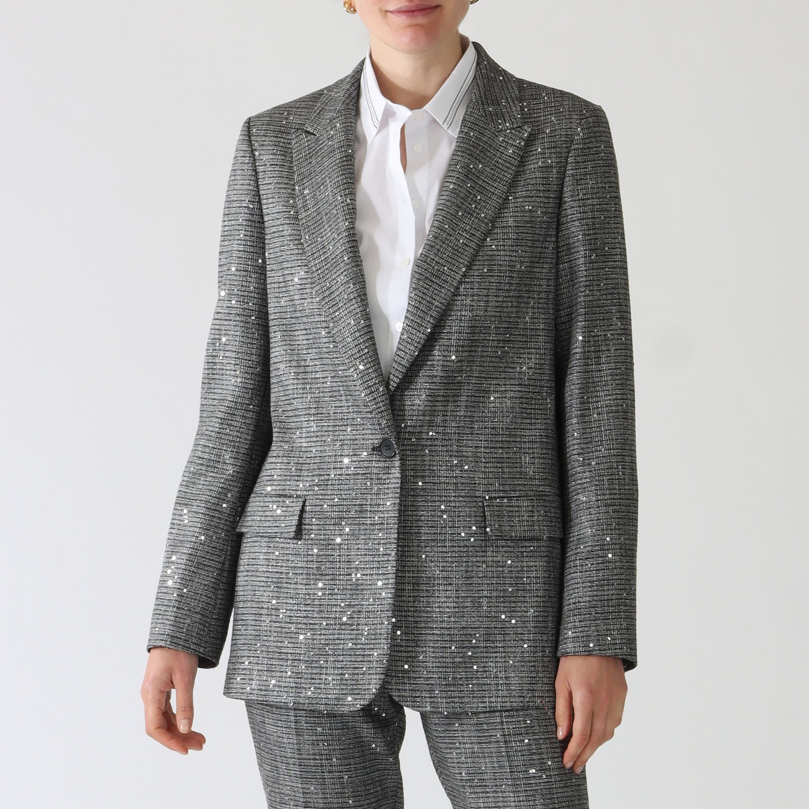 Argento and Nero Sequin Check Blazer