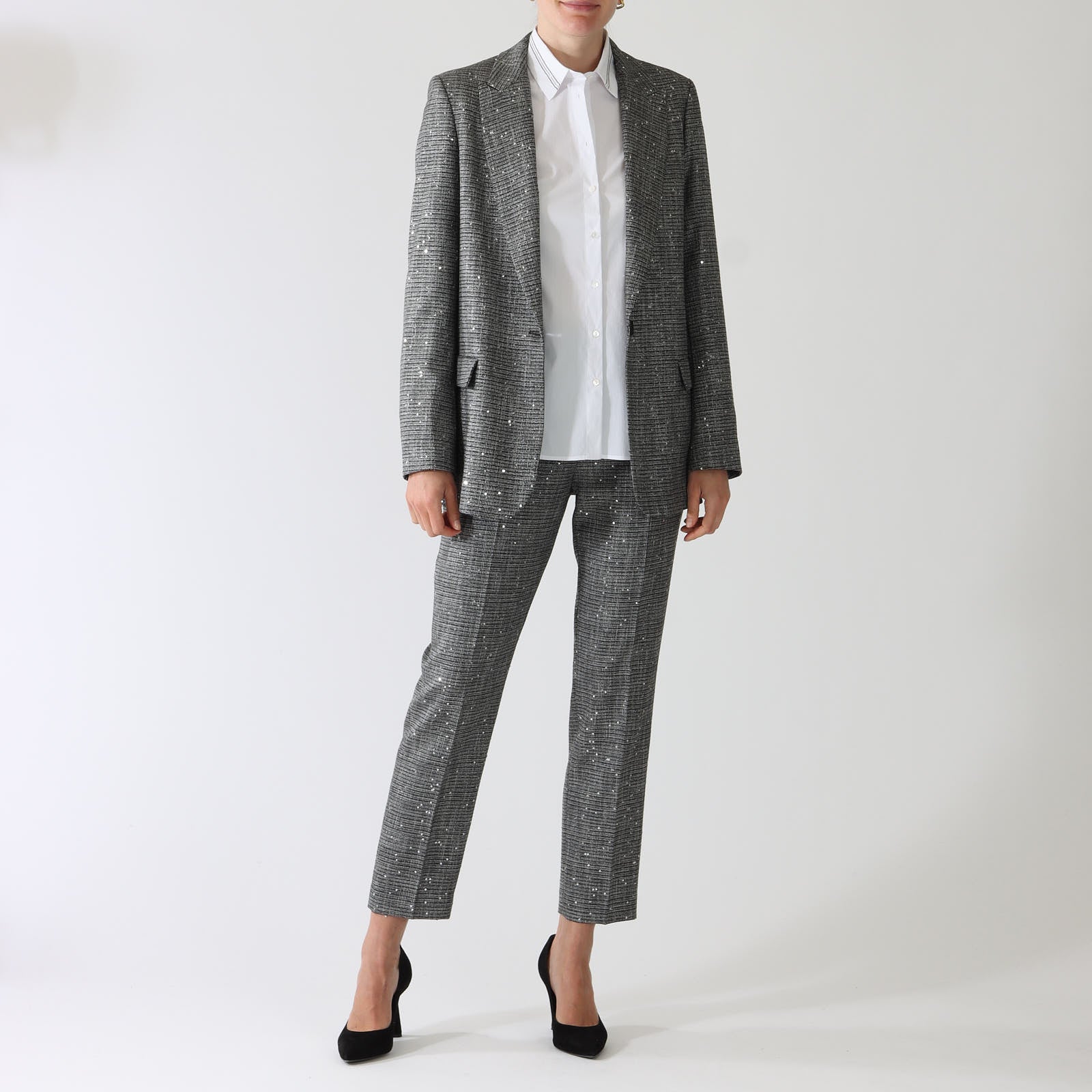 Argento and Nero Sequin Check Blazer