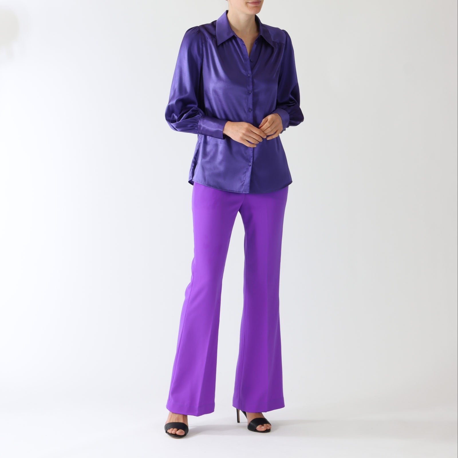 Asta Royal Purple Silk Satin Shirt