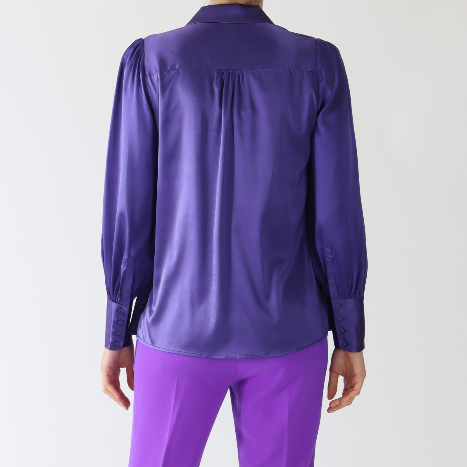 Asta Royal Purple Silk Satin Shirt
