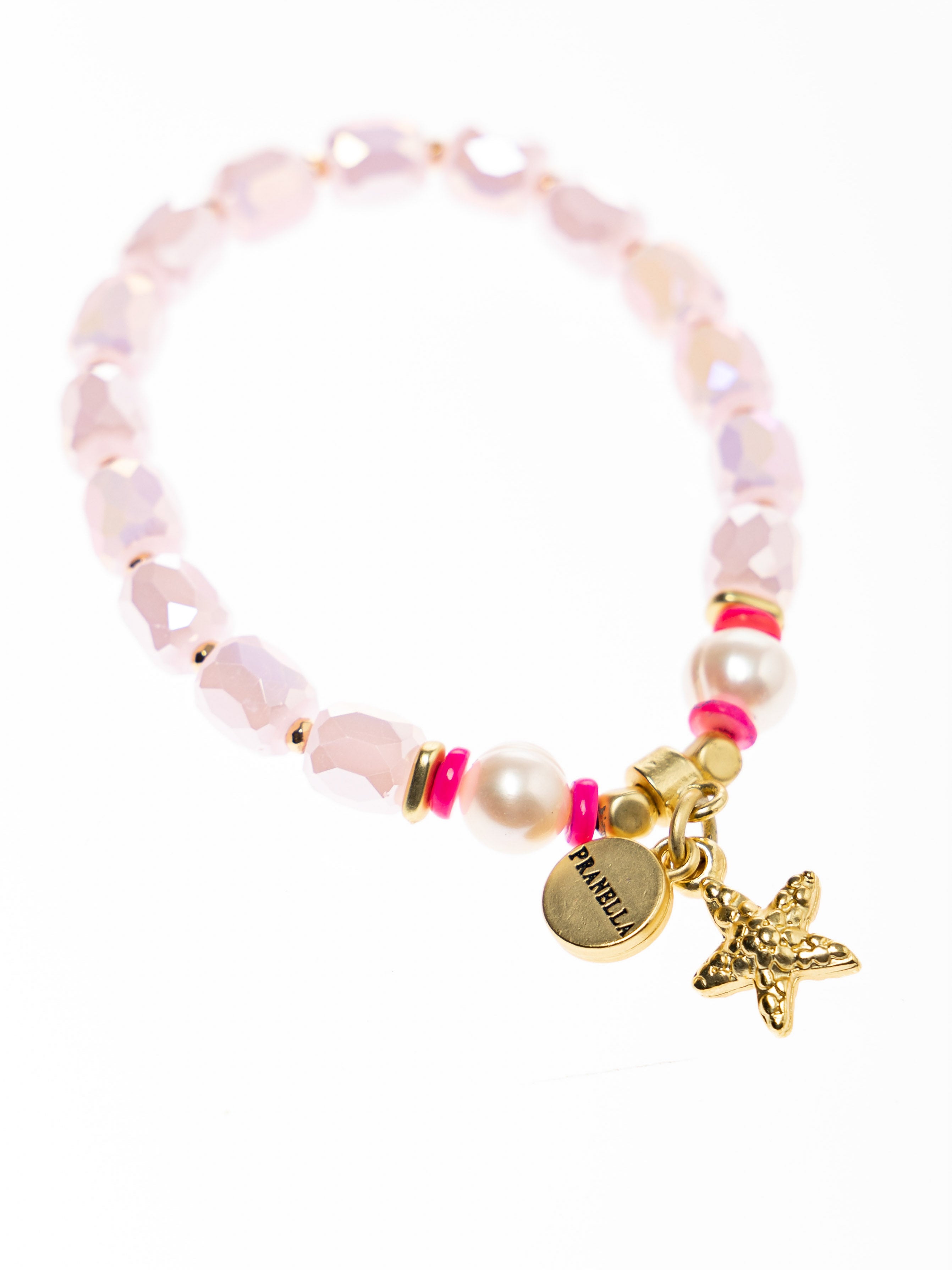 Pale Pink Bubble Crystal Starfish Bracelet