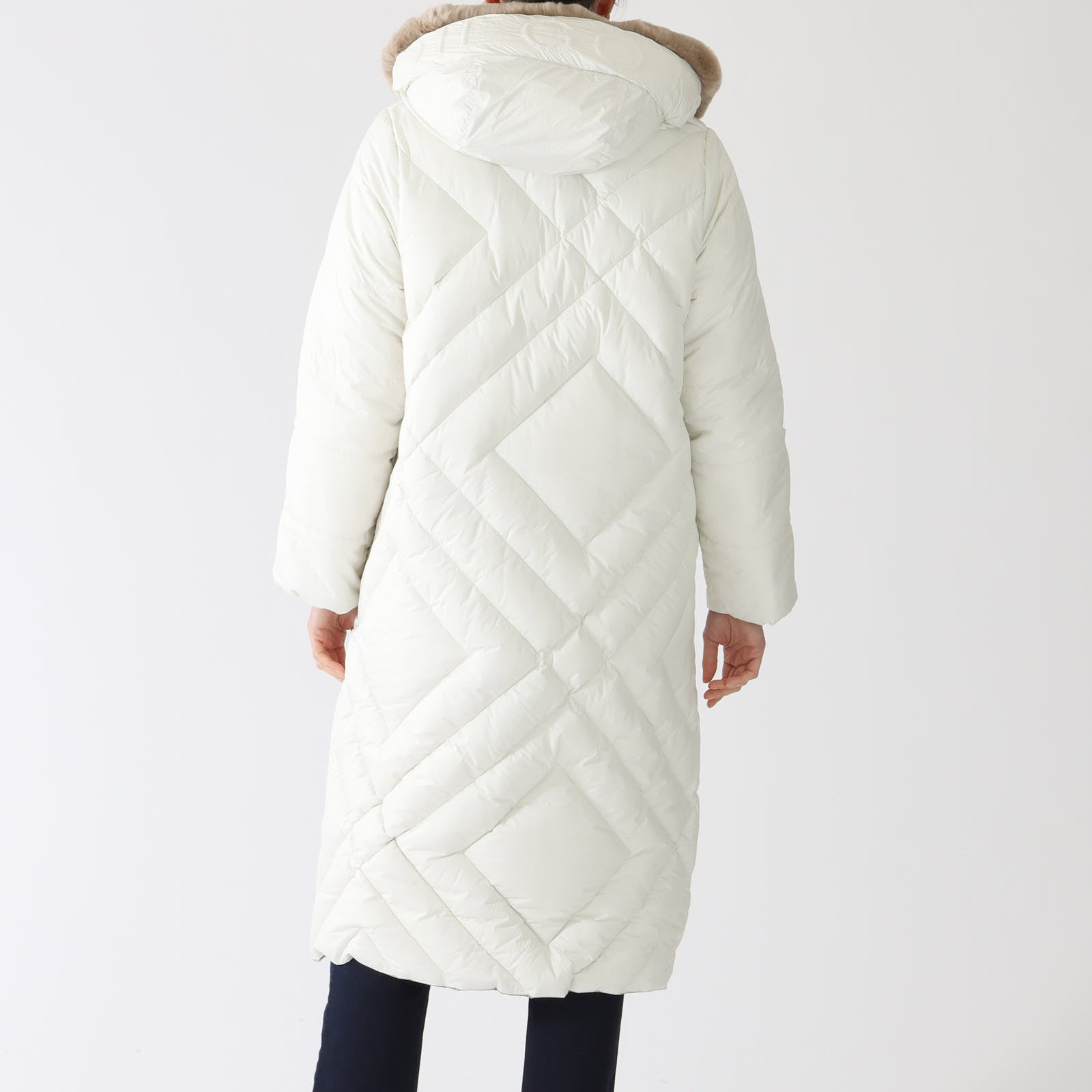 Beige Reversible Diamond Quilted Long Coat