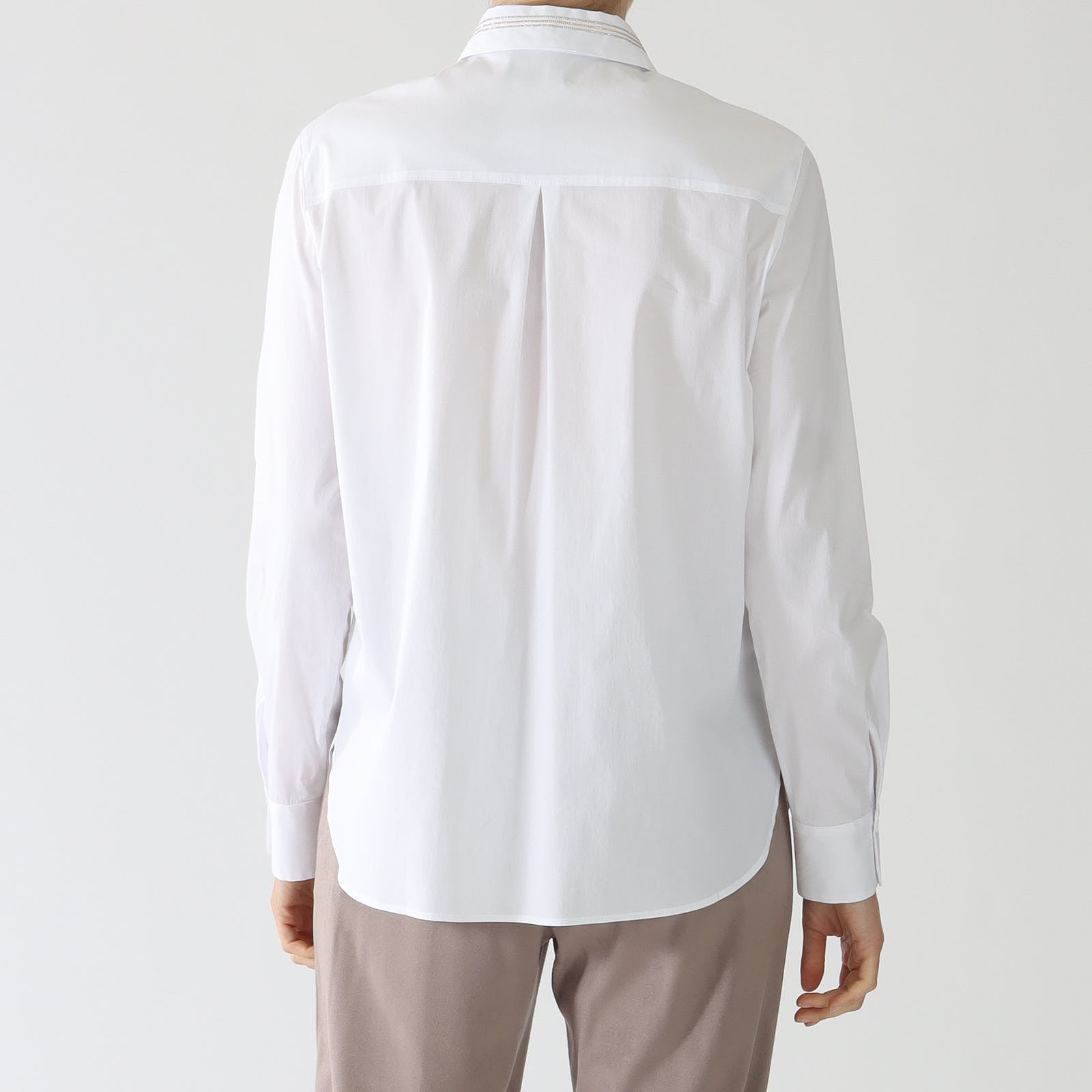 Bianco Cotton Blend Shirt With Nickel & Oro Beads