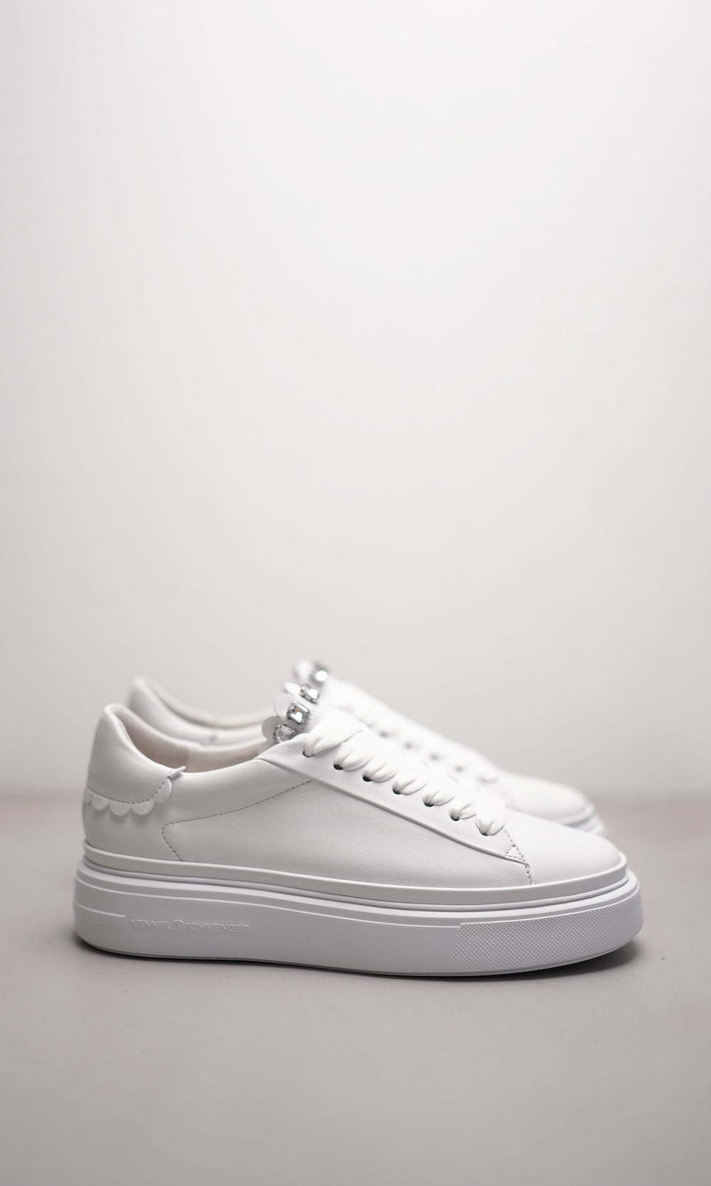 Bianco Dive Crystal Scalloped Sneakers