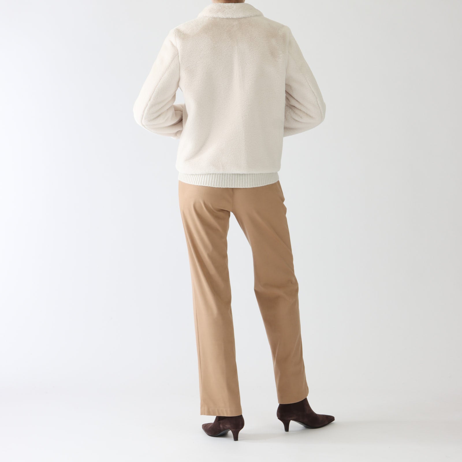 Bianco Latte Faux Fur Jacket With Gold Buttons