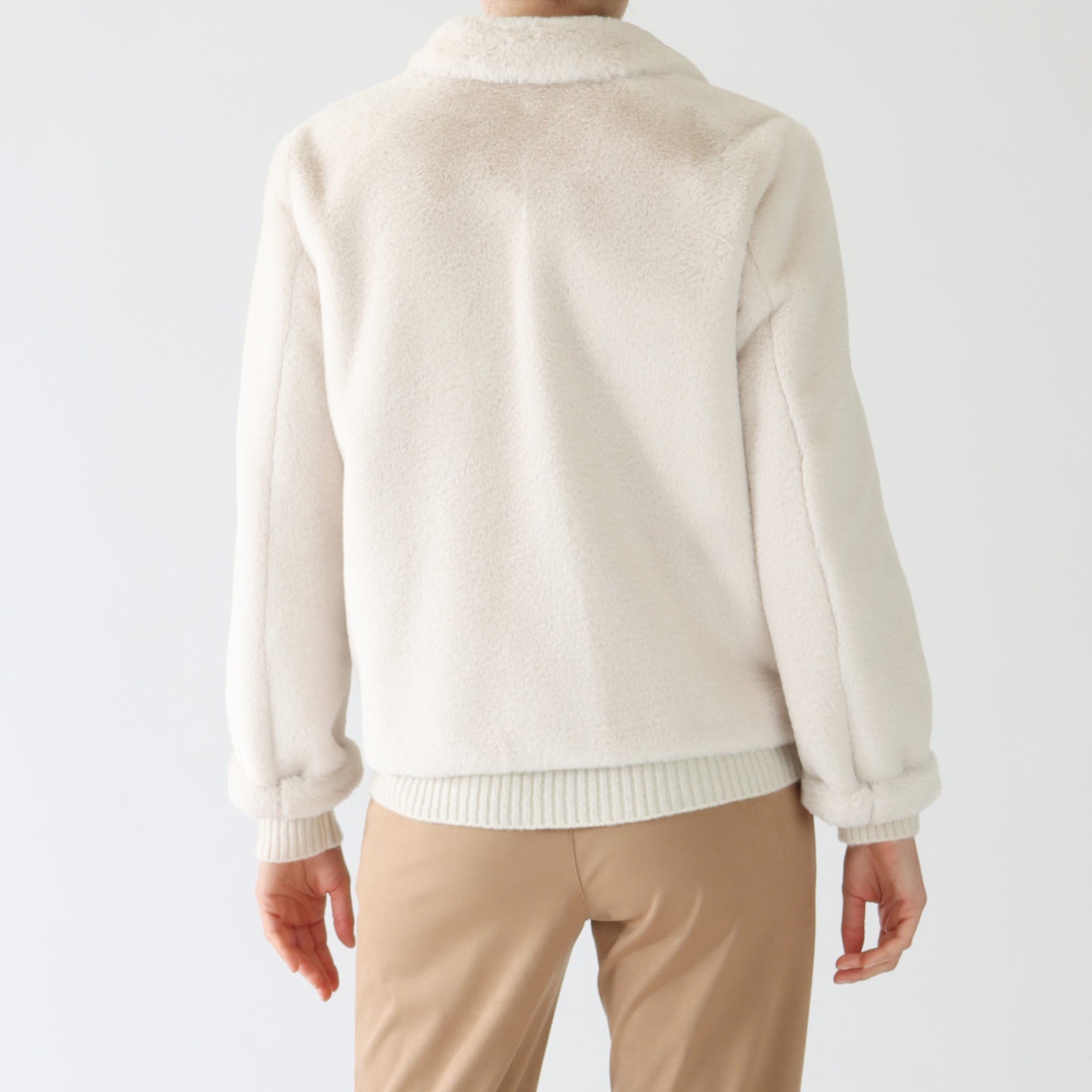 Bianco Latte Faux Fur Jacket With Gold Buttons