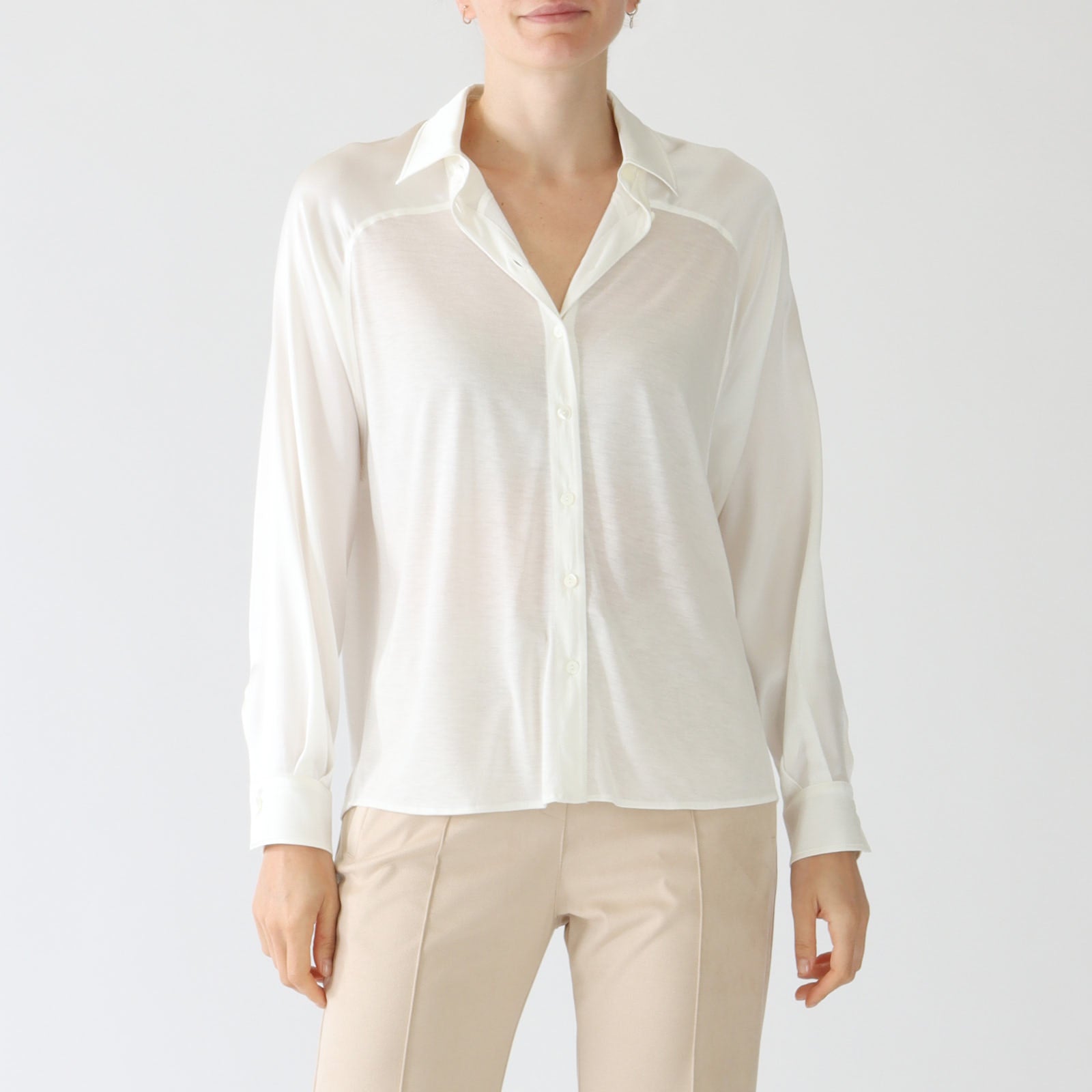 Bianco Latte Shirt With Silk Sleeves