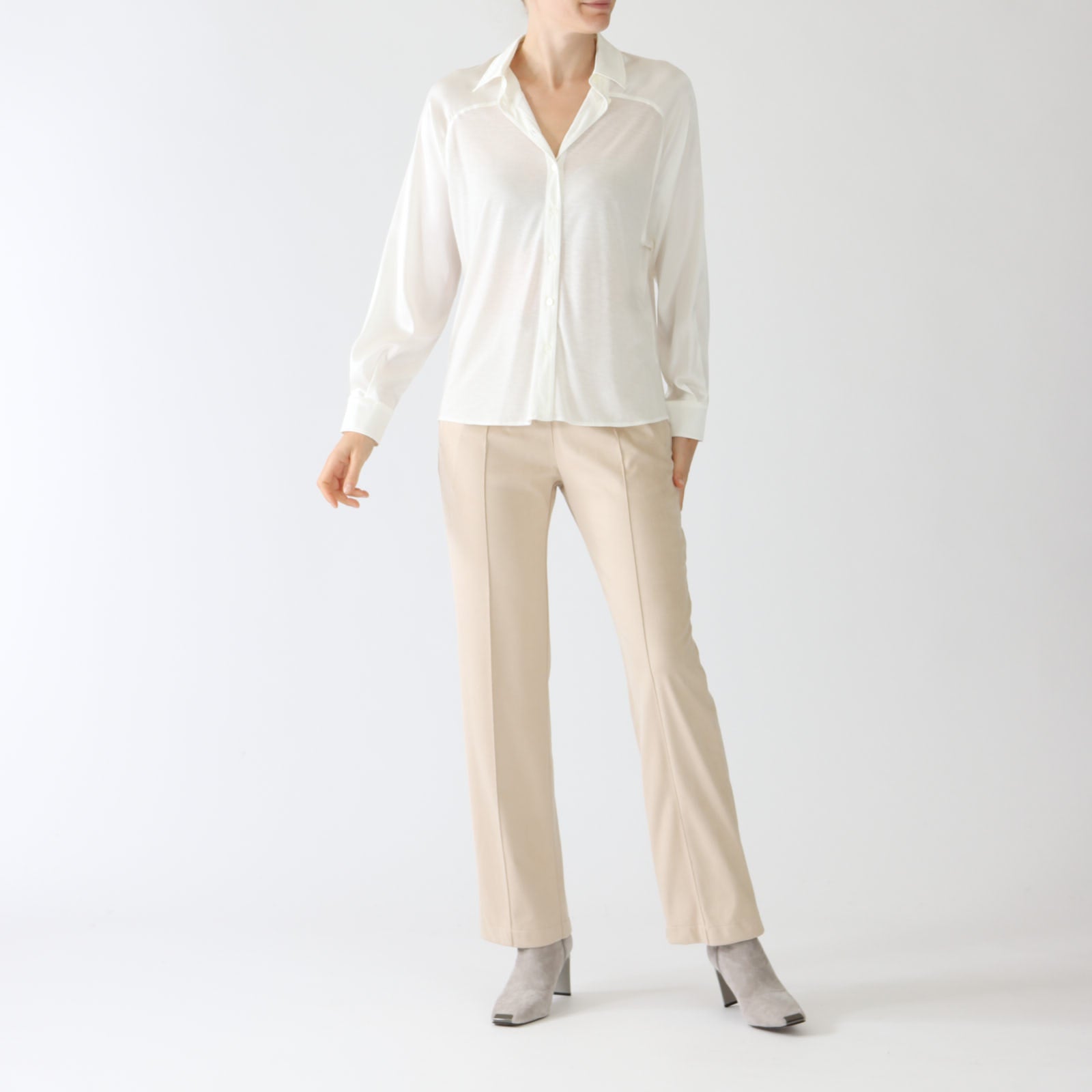 Bianco Latte Shirt With Silk Sleeves
