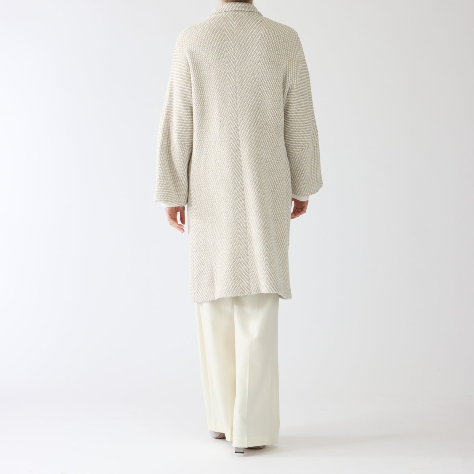 Bianco Nebbia Nocciola Trucco Knit Coat