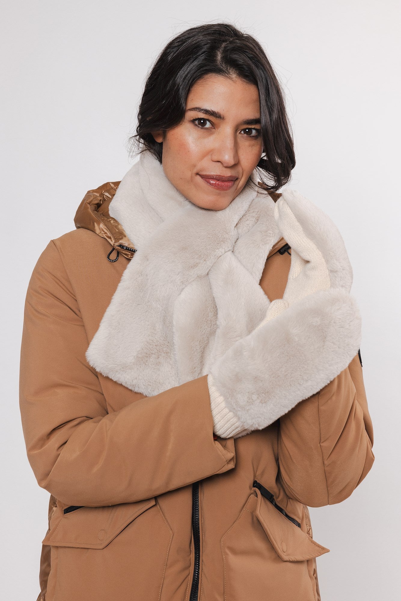 Birch Stip Faux Fur Scarf