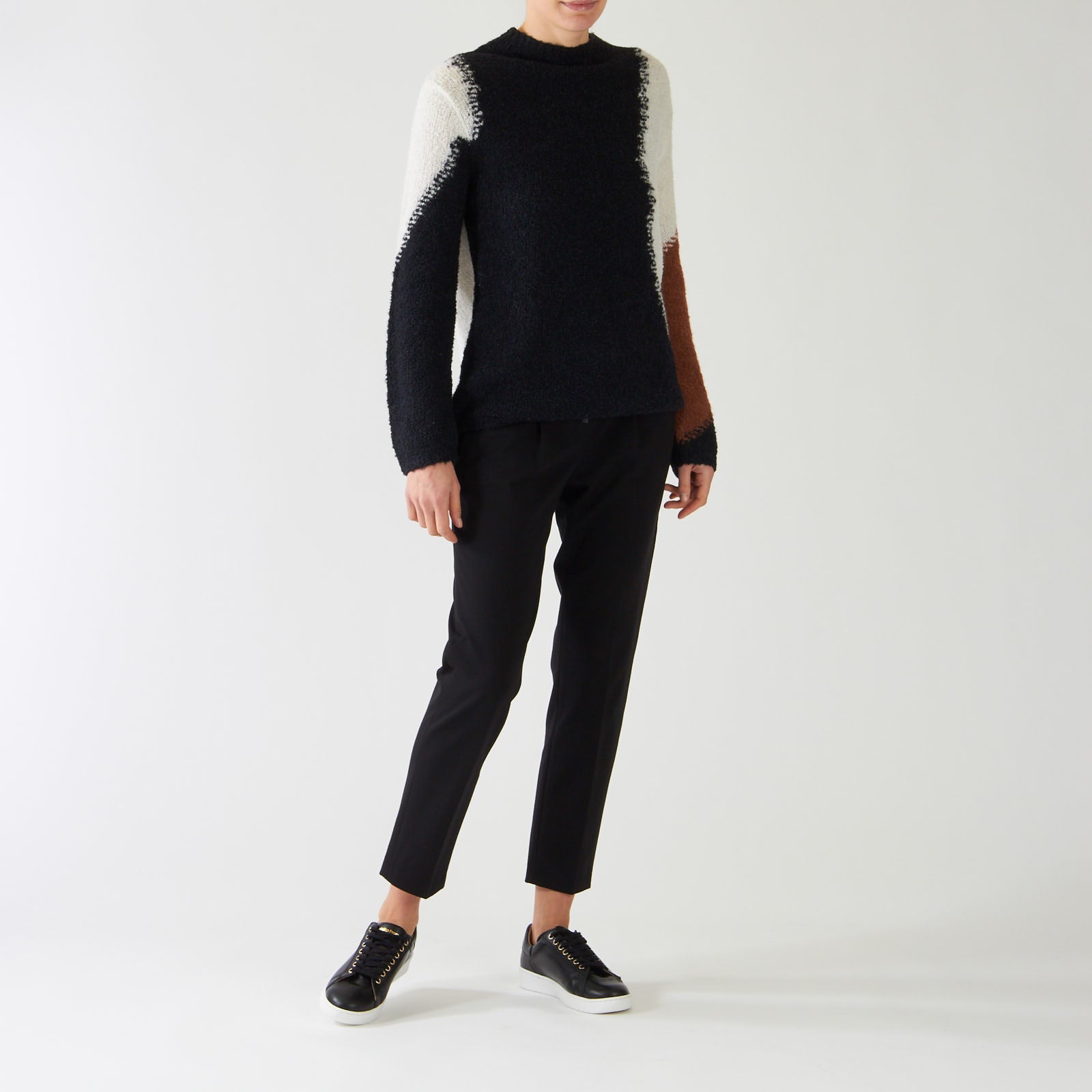 Black Abstract Colour Block Sweater