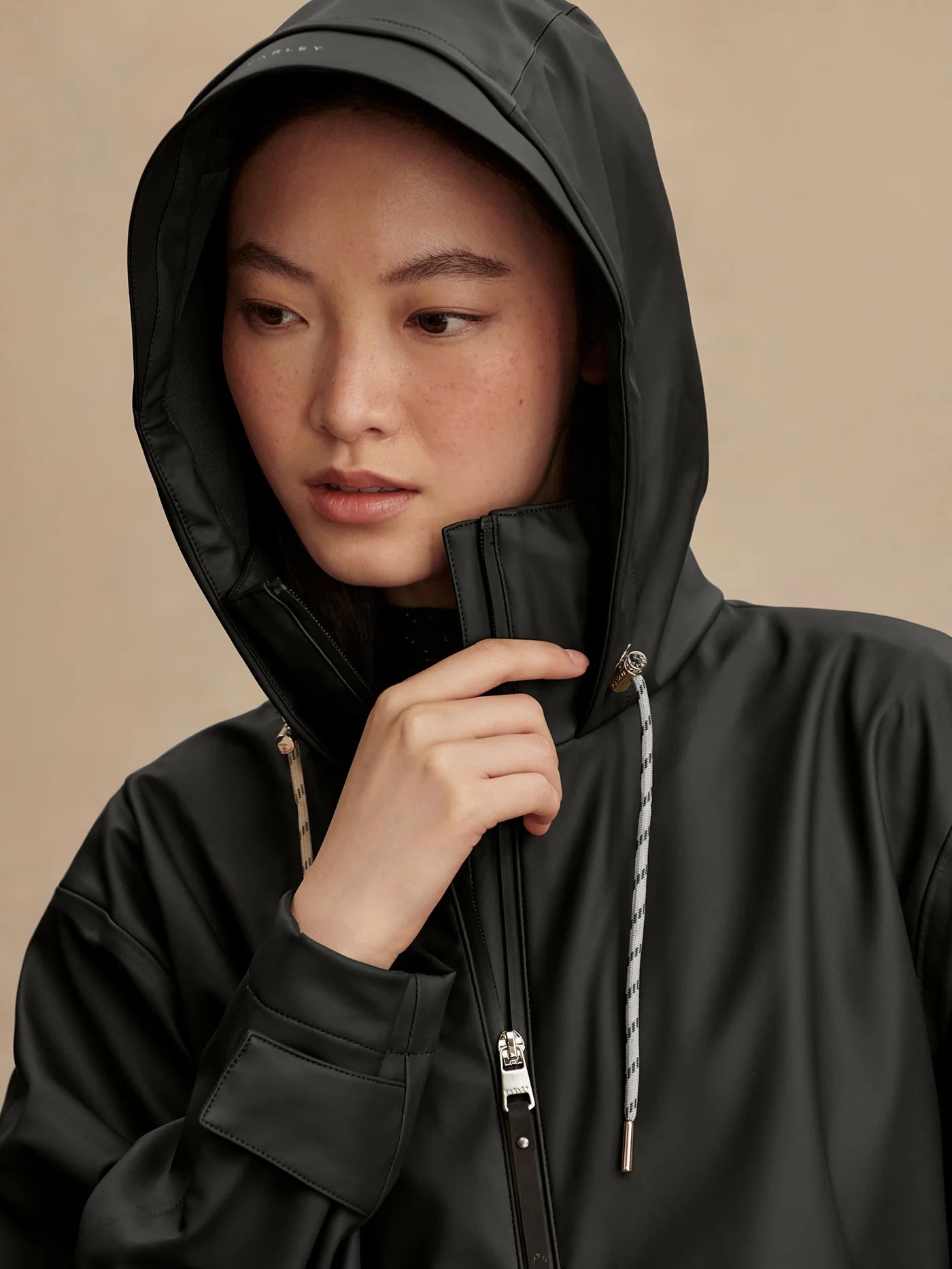 Black Alyssa Hooded Raincoat