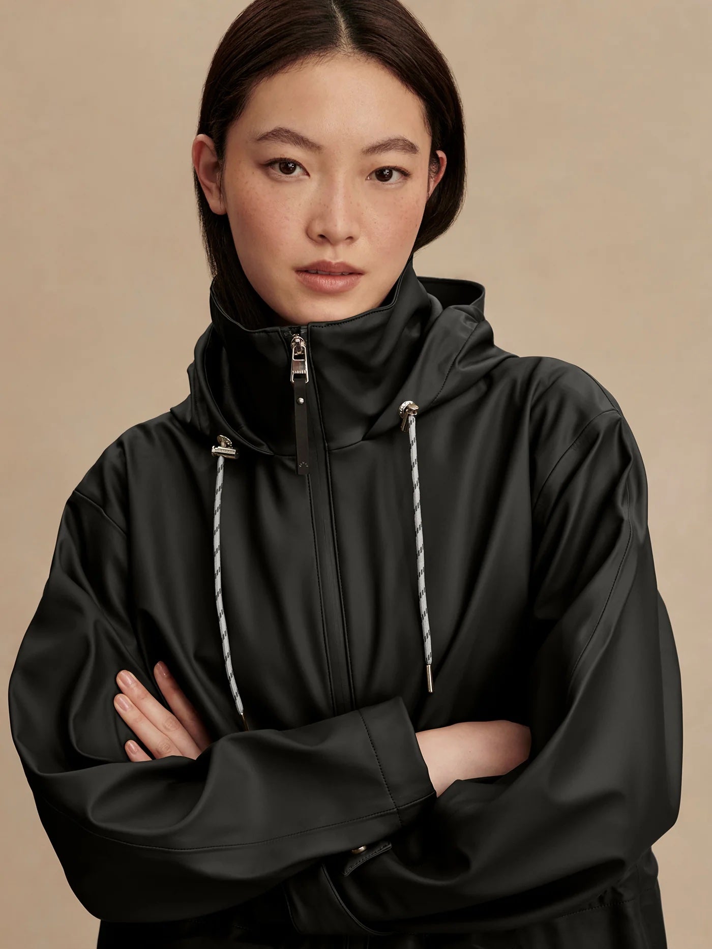 Black Alyssa Hooded Raincoat