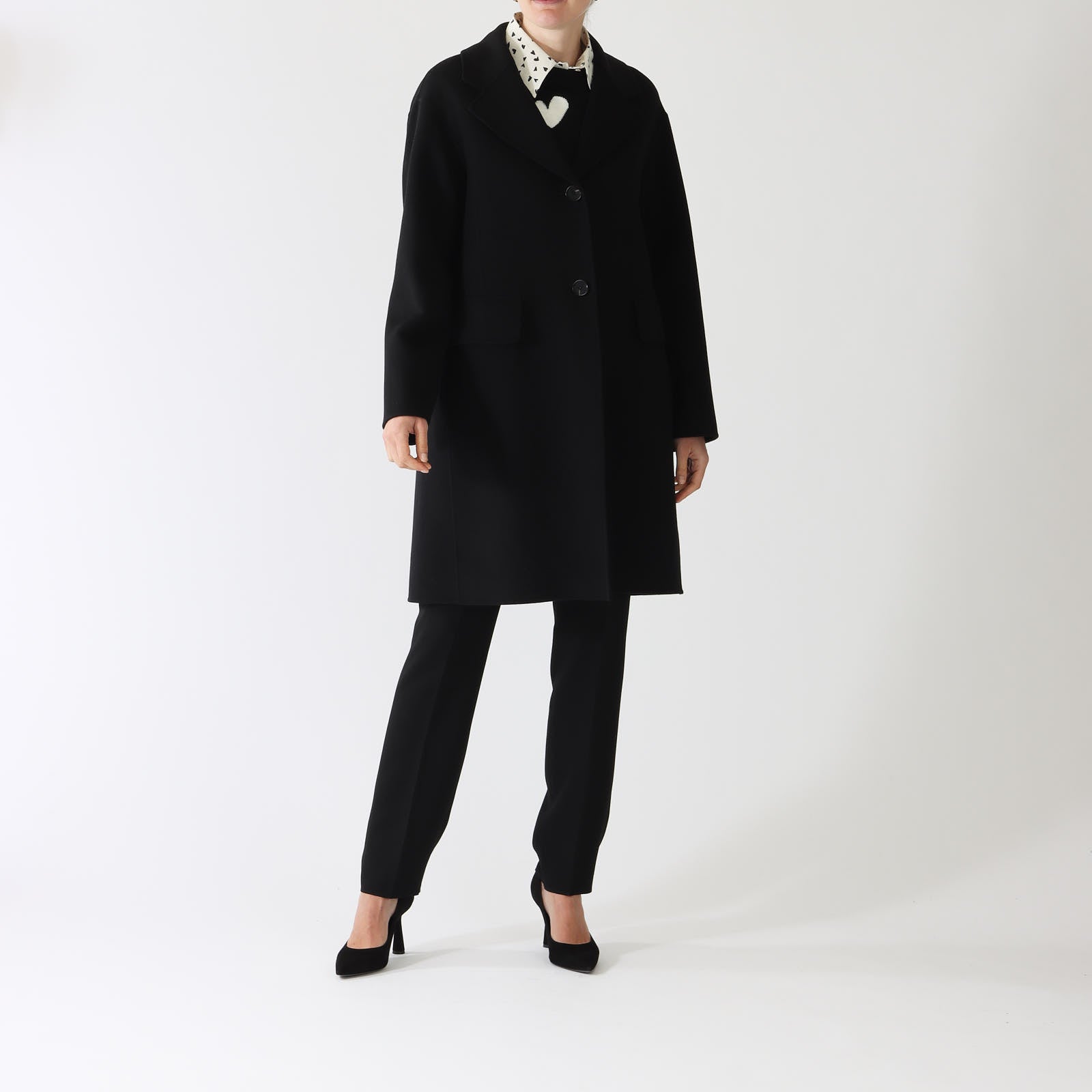 Black Assunta Single-Breasted Wool Coat