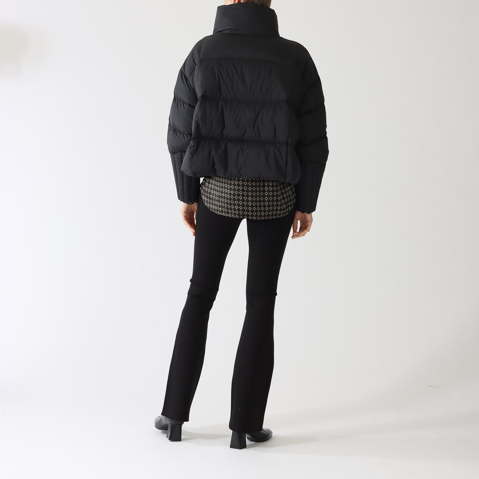 Black Asymmetric Zip Down Quilted Coat