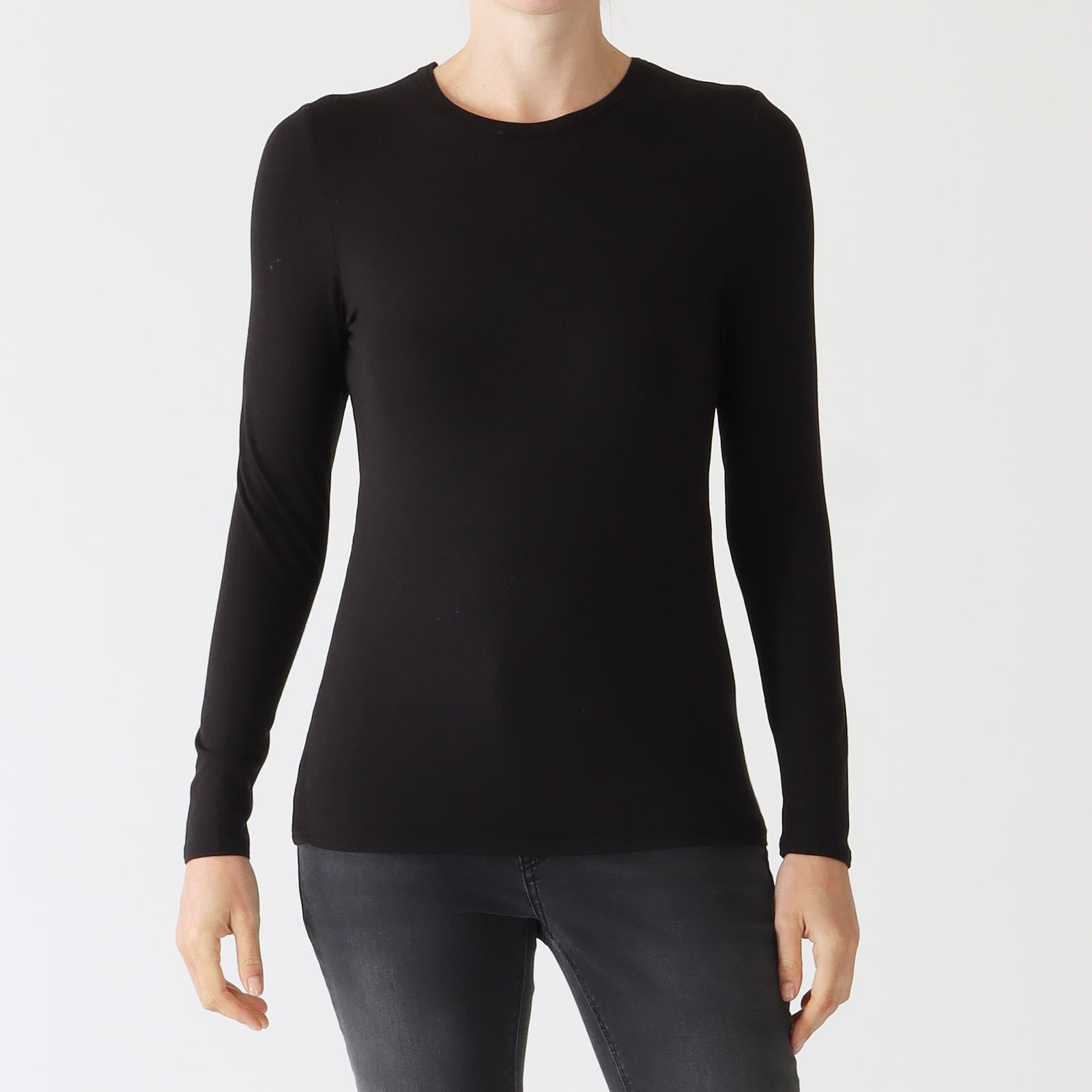 Black Bamboo Viscose Long Sleeve Top