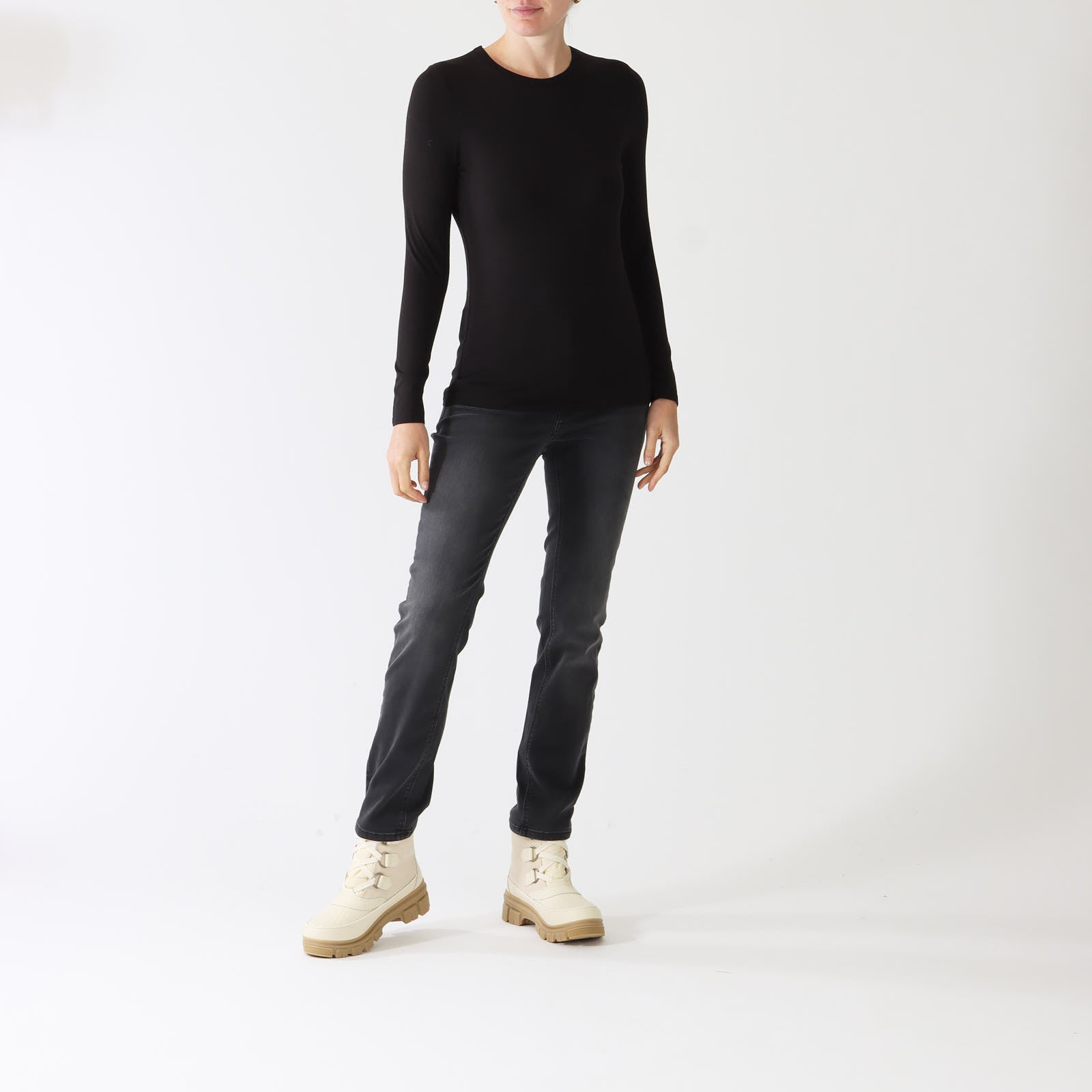 Black Bamboo Viscose Long Sleeve Top