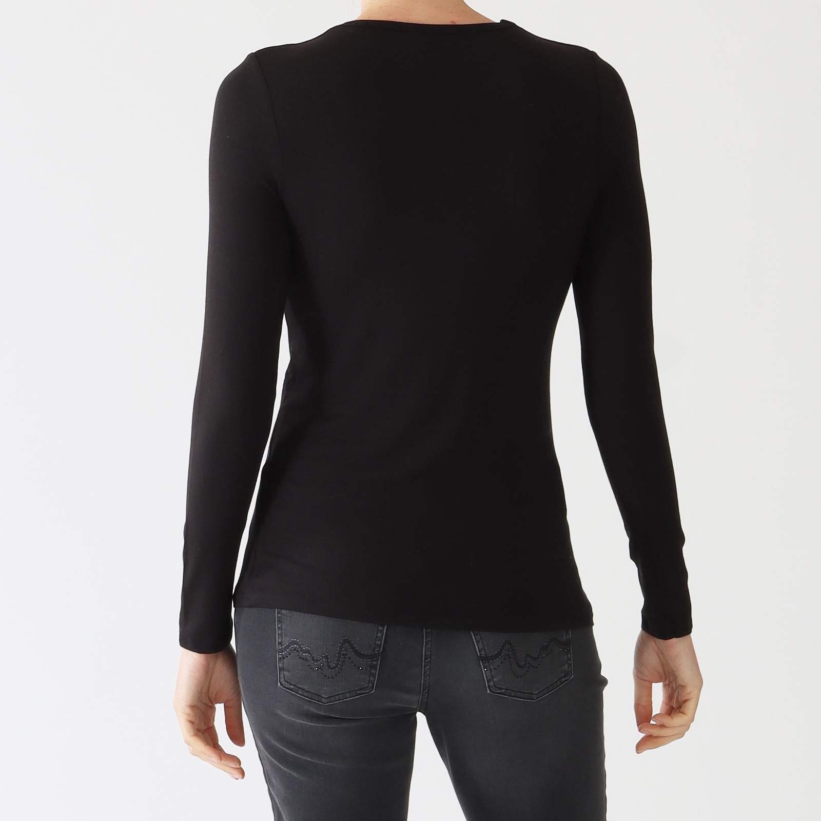 Black Bamboo Viscose Long Sleeve Top