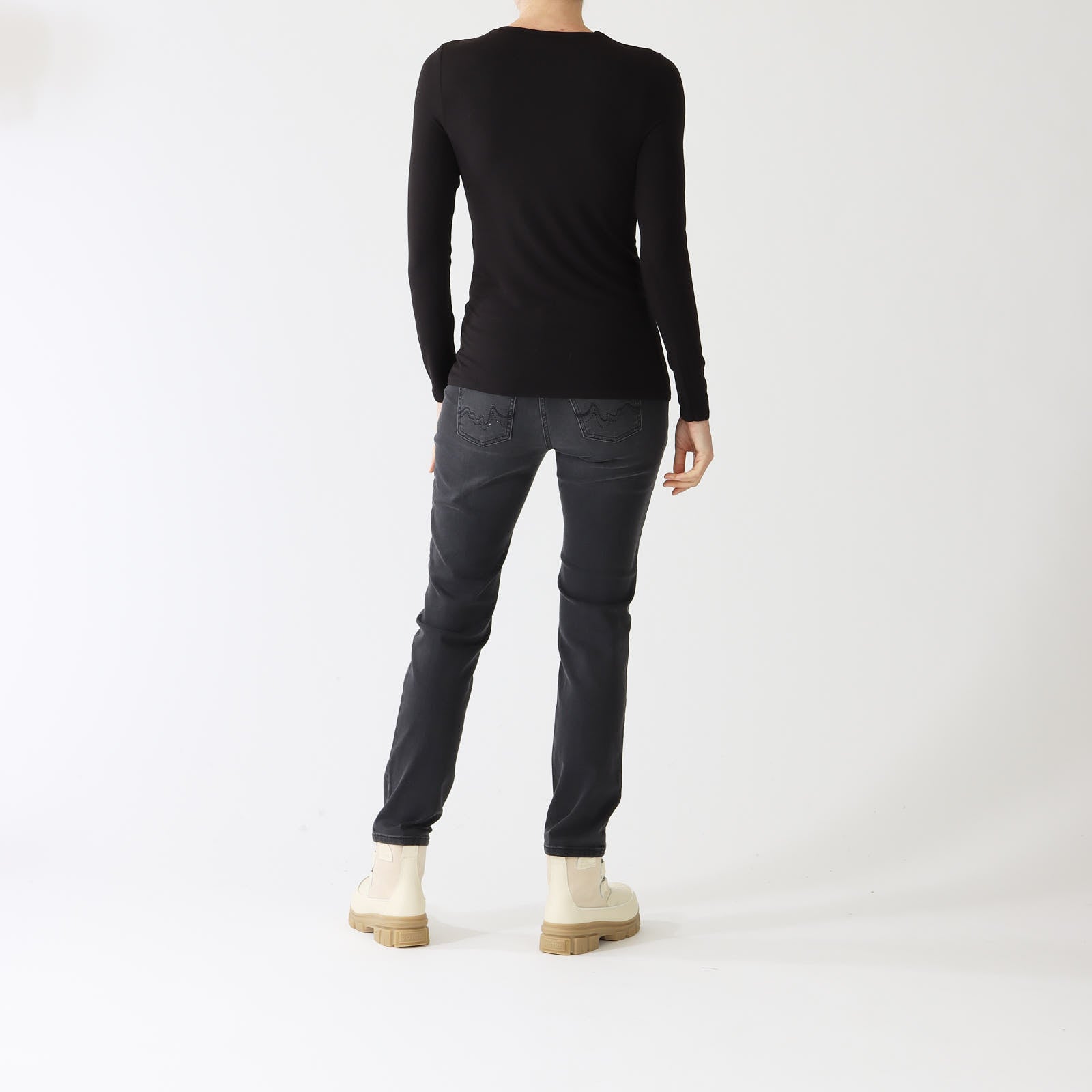 Black Bamboo Viscose Long Sleeve Top