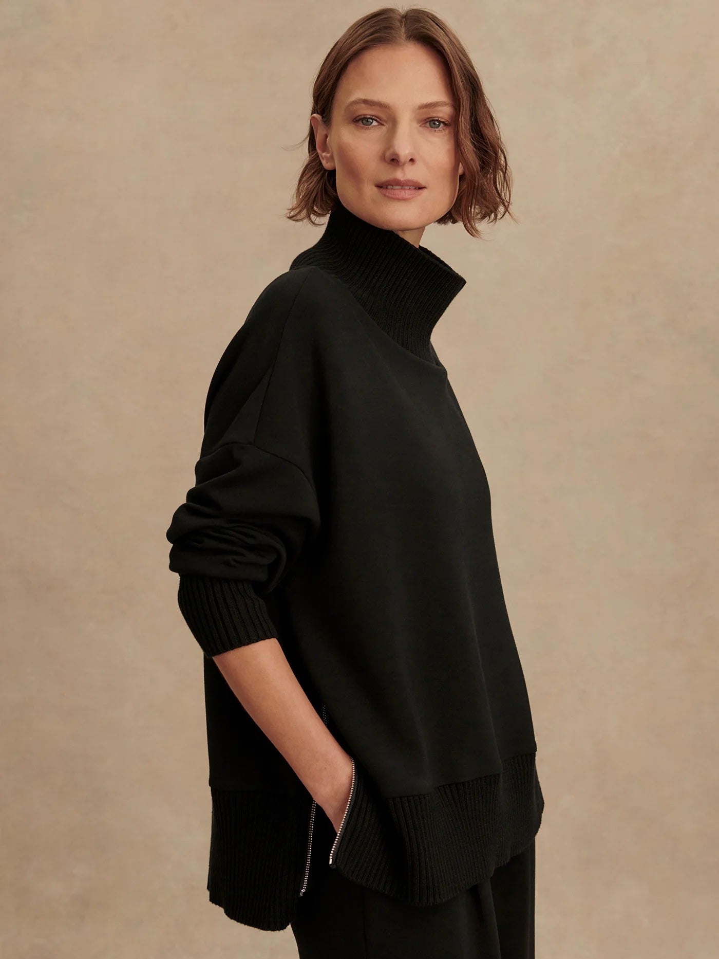 Black Barker High-Neck Sweatshirt