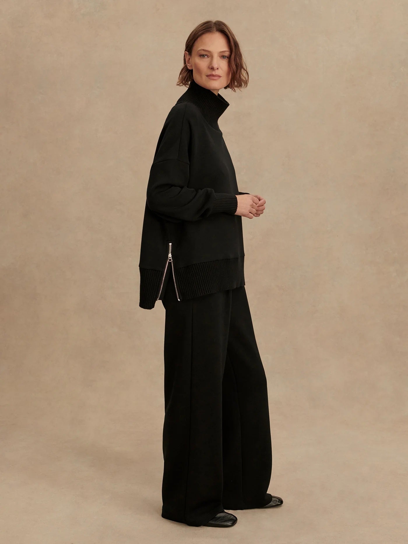 Black Barker High-Neck Sweatshirt