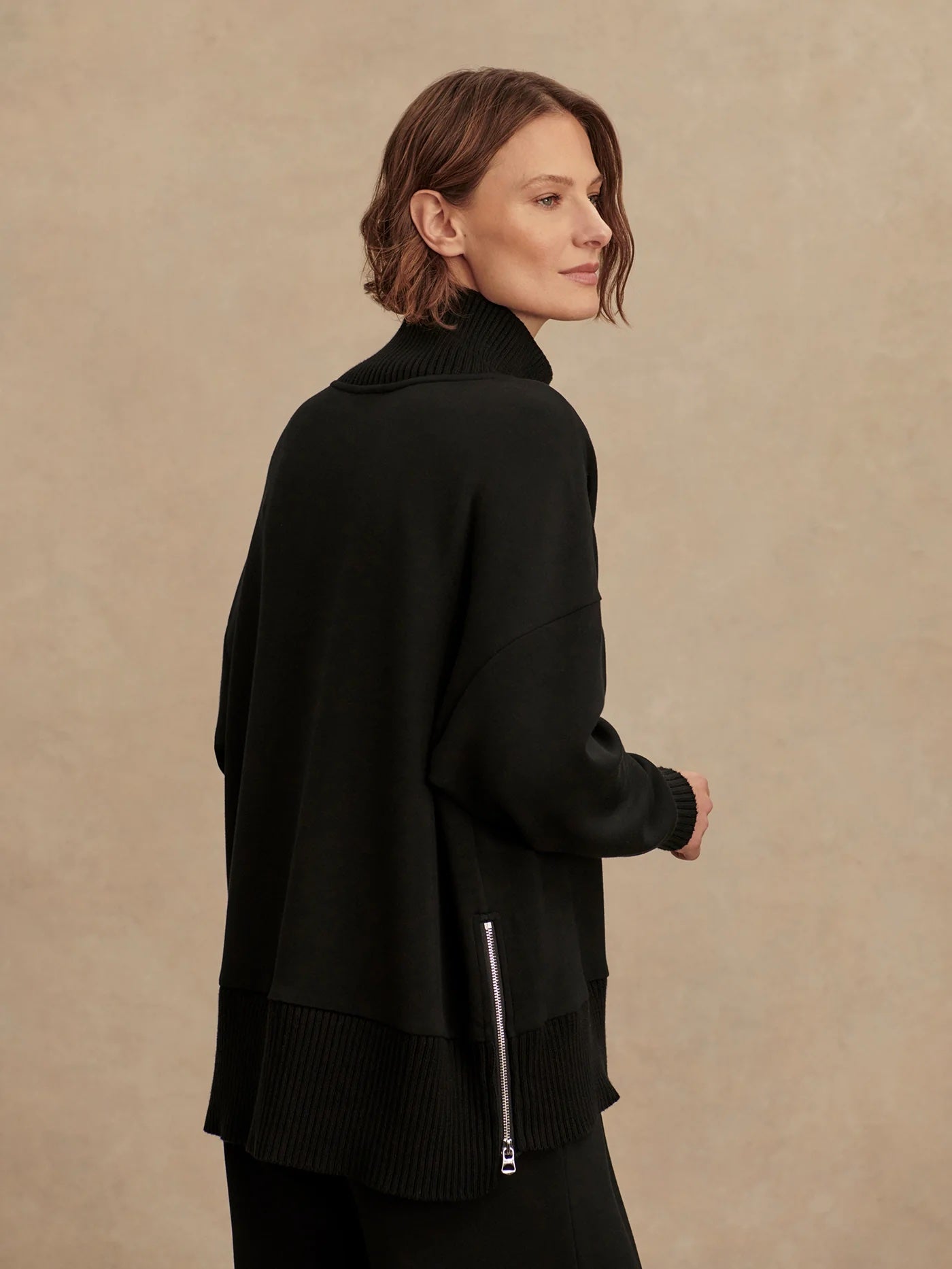 Black Barker High-Neck Sweatshirt