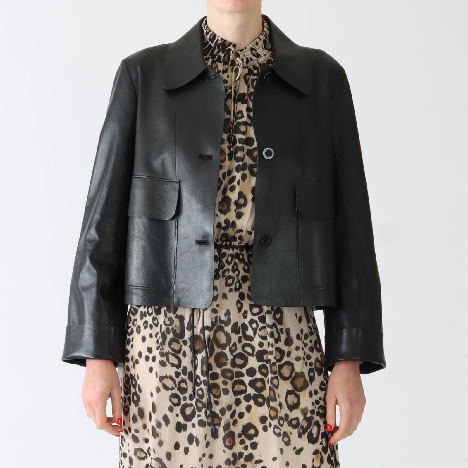 Black Boxy Leather Jacket