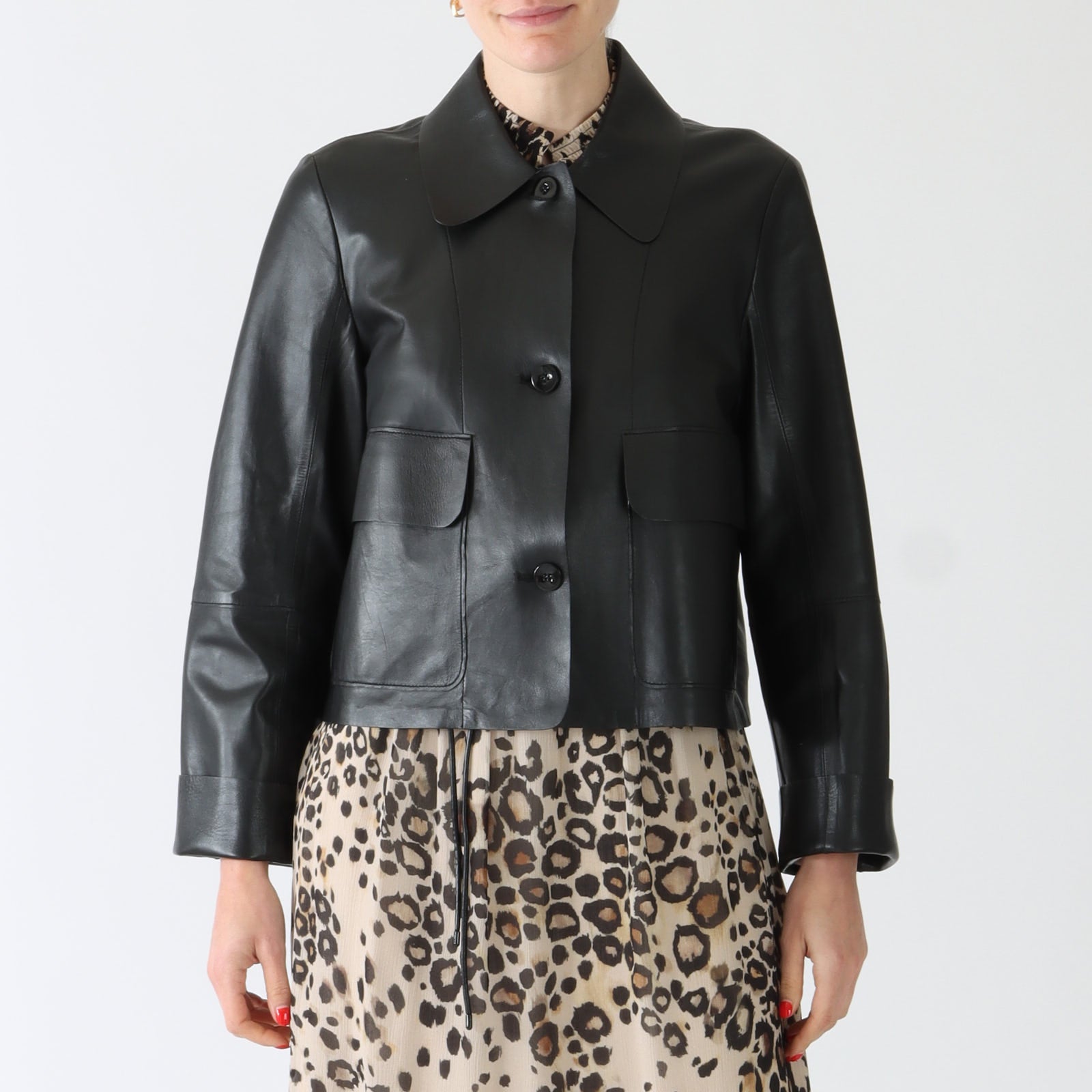 Black Boxy Leather Jacket