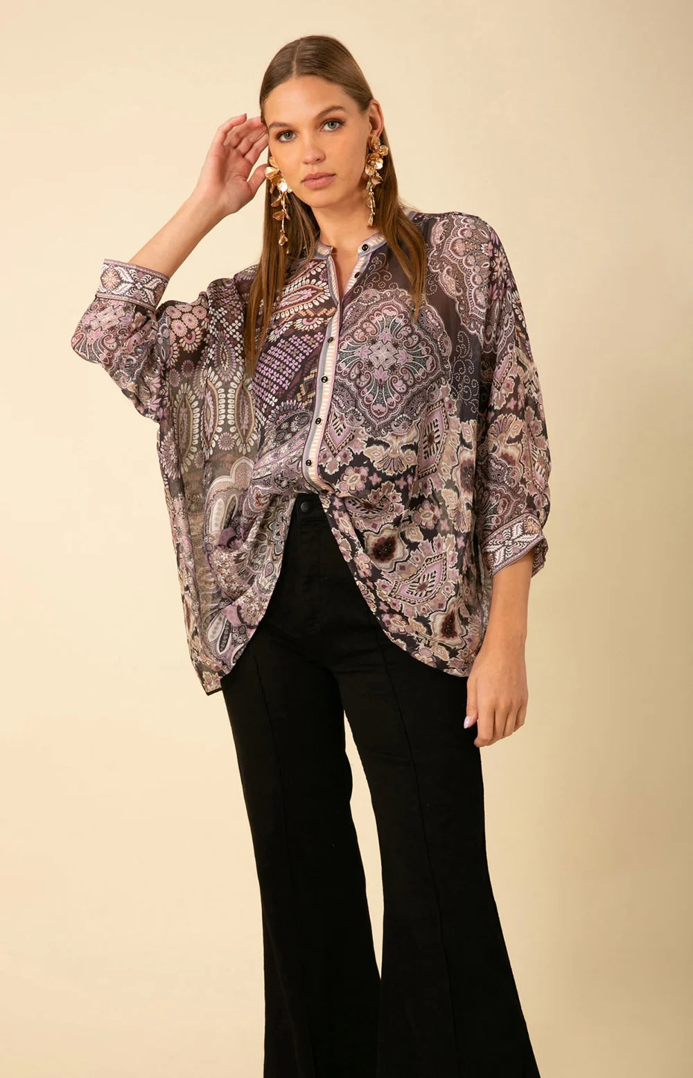 Black Brinley Printed Blouse