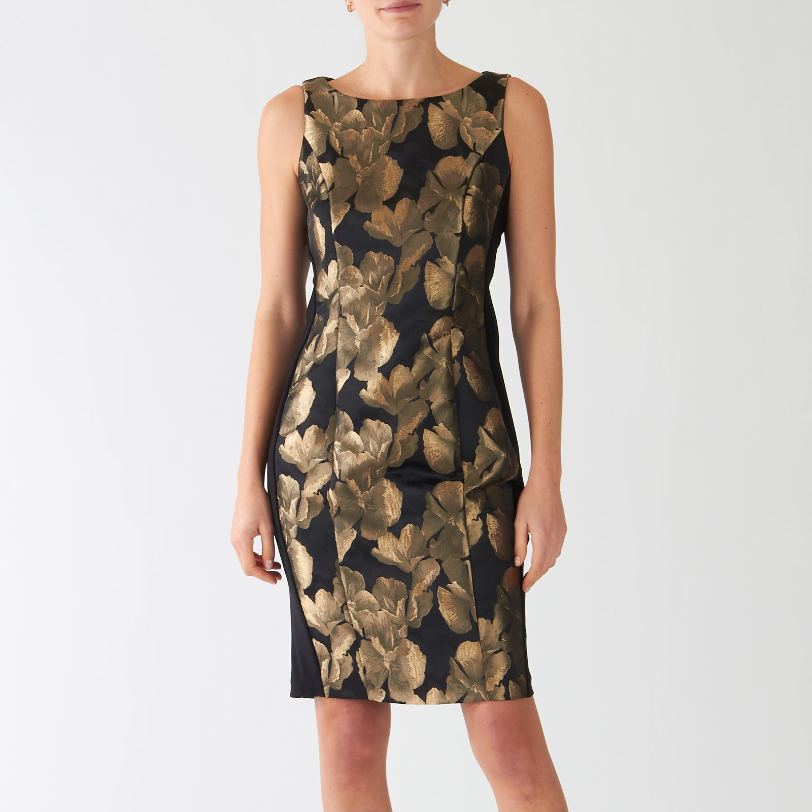 Black & Bronze Foil Leaf Dress