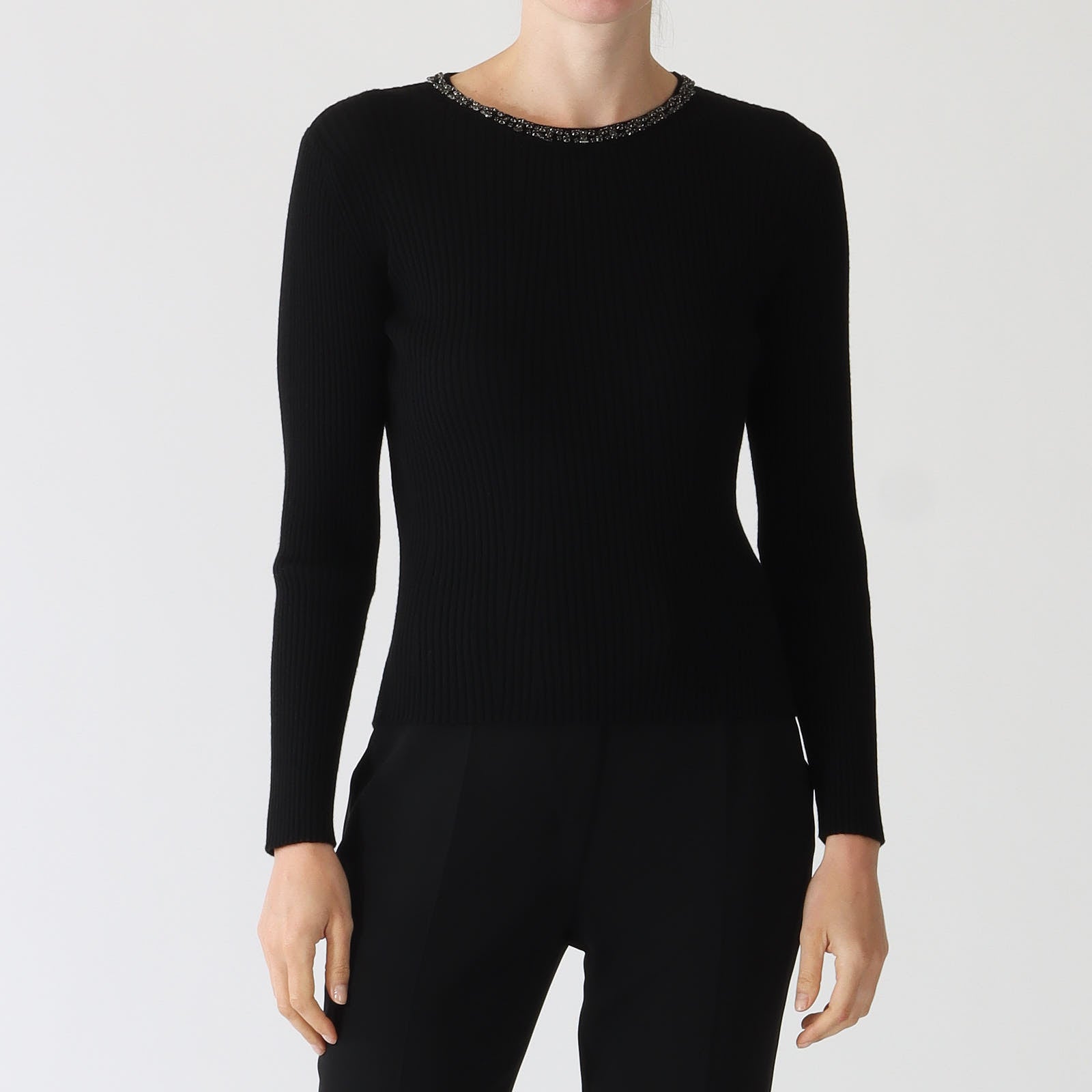 Black Catone Ribbed Wool Sweater