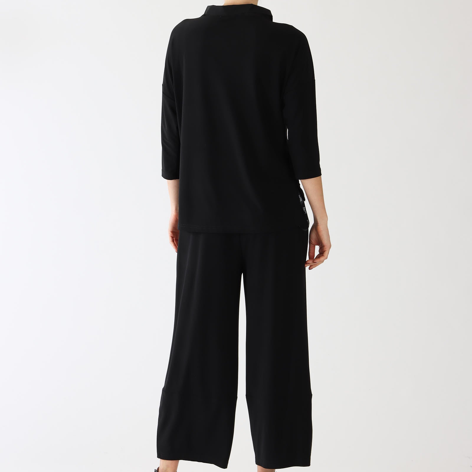 Black Cowl Neck Casual Cropped Jumpsuit