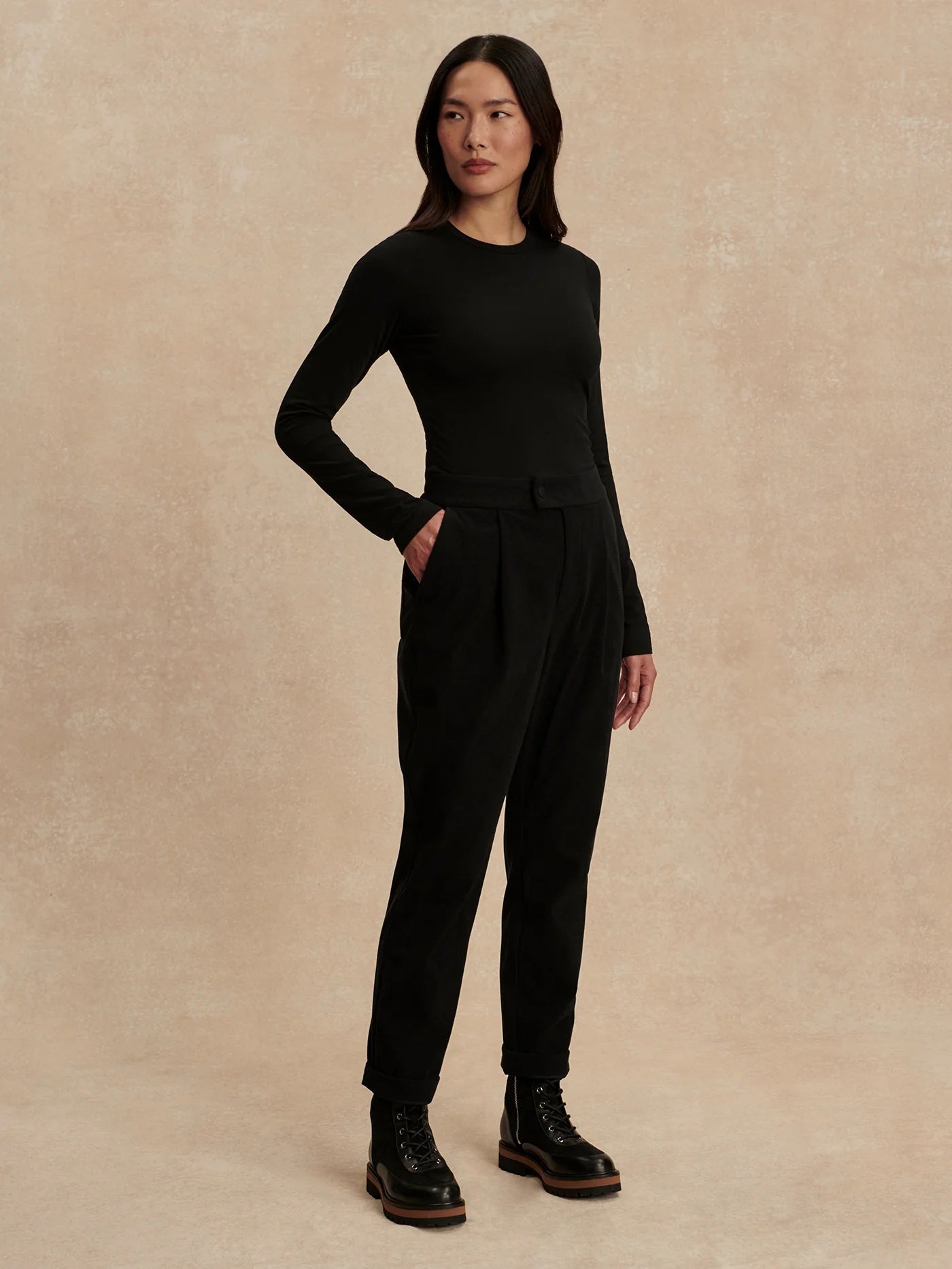 Black Edna Long Sleeve Fitted Tee