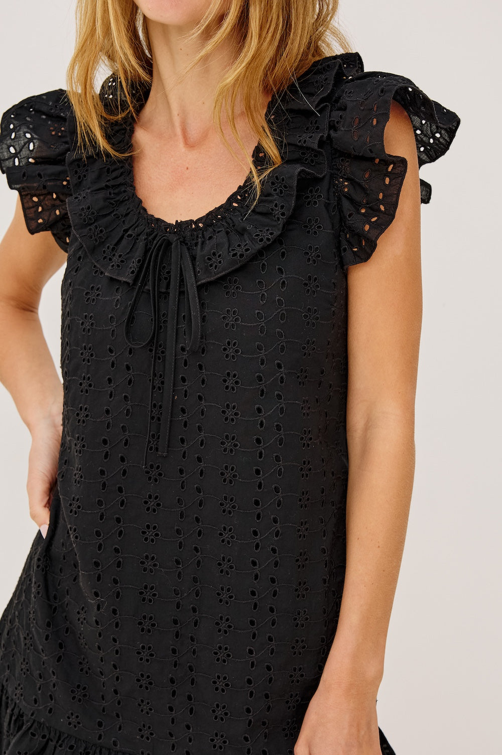 Black Eyelet Essie Mini Dress – Angela Beer